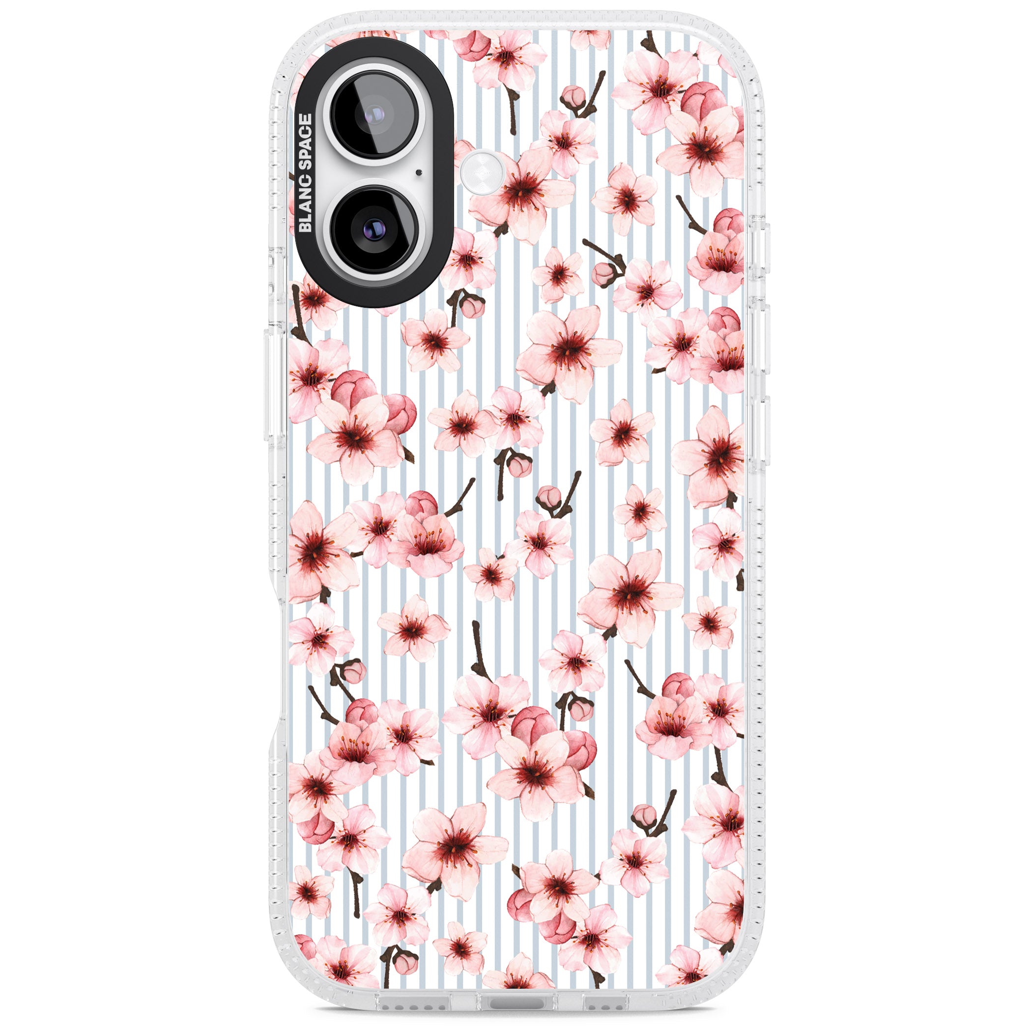 Cherry Blossoms Striped iPhone 17 Impact Air Clear Phone Case