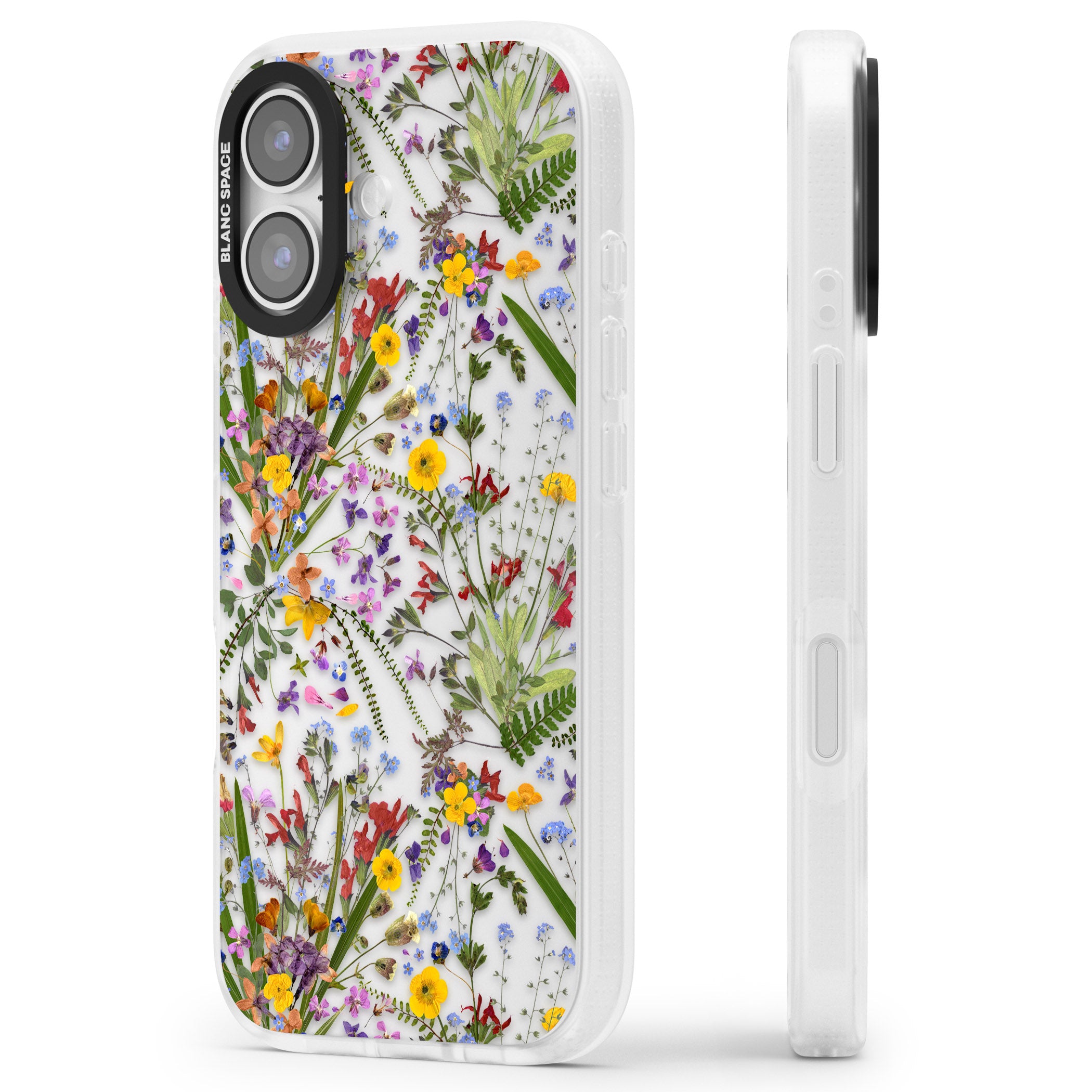 Wildflower & Leaves iPhone 17 Impact Air Clear Phone Case Side Profile