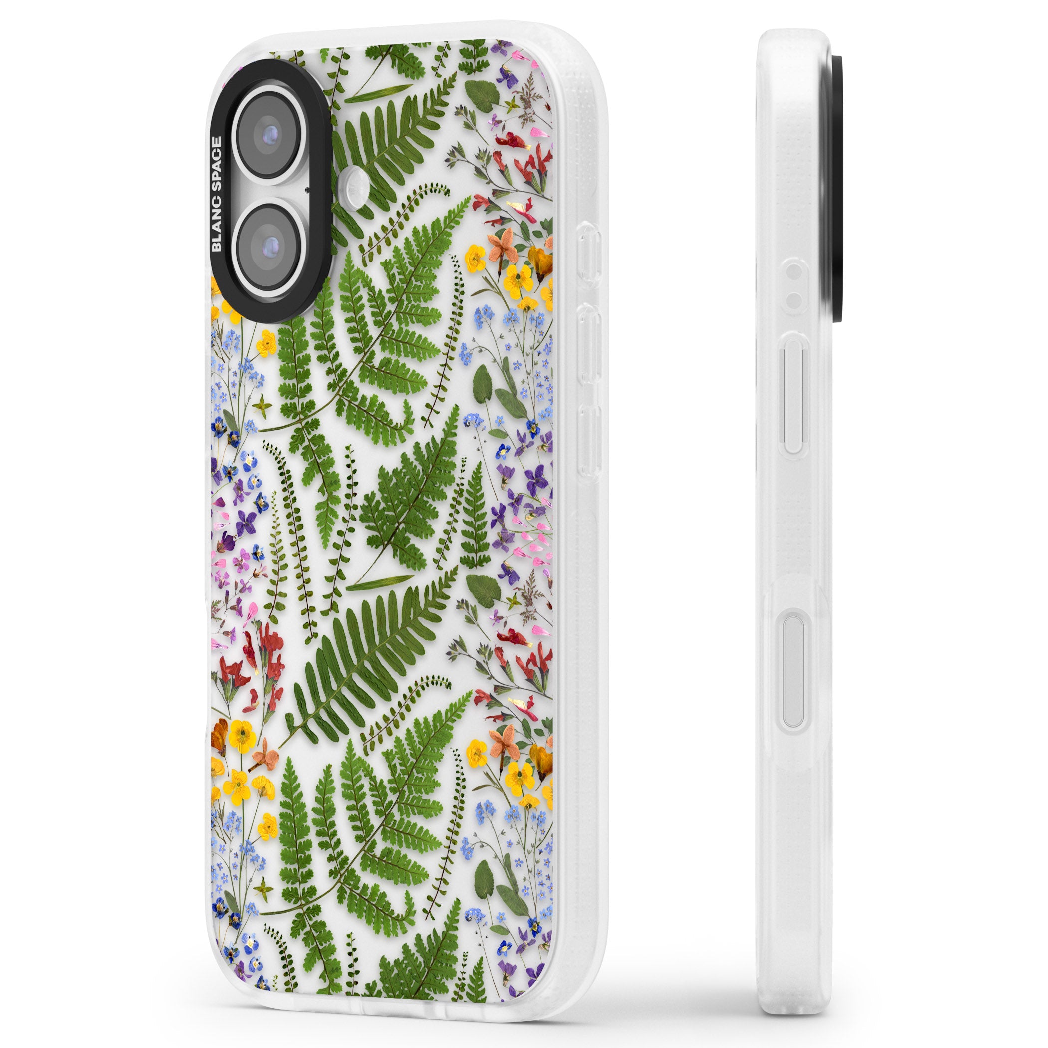 Botanical Fern & Floral iPhone 17 Impact Air Clear Phone Case Side Profile