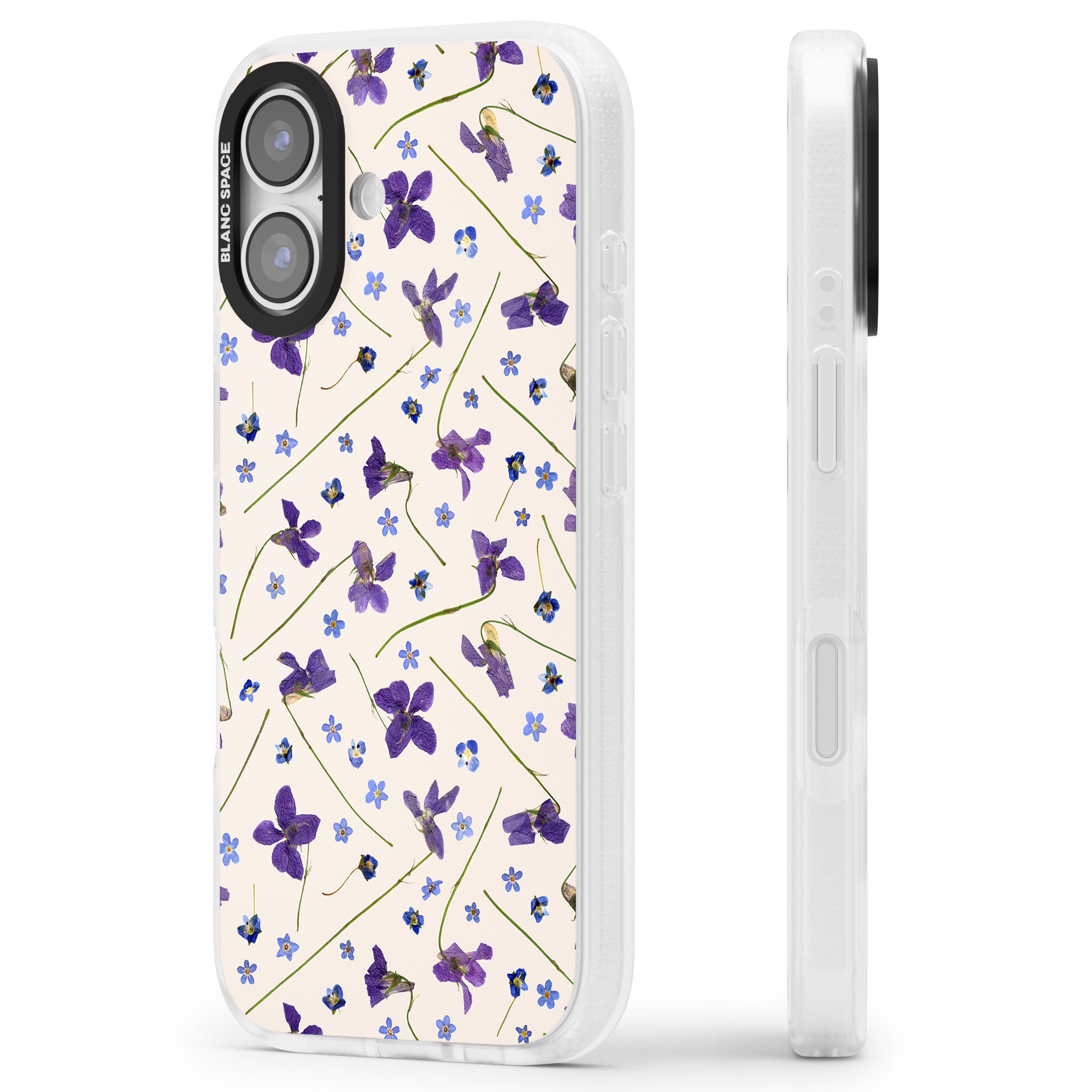 Violet Floral Dream Cream iPhone 17 Impact Air Clear Phone Case Side Profile
