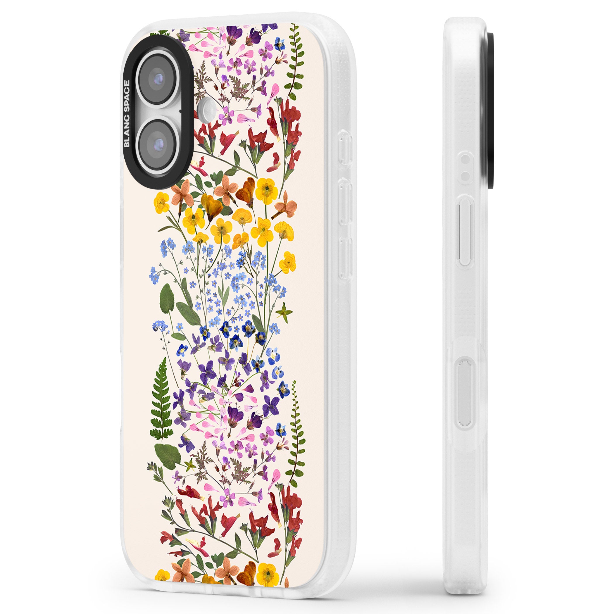 Cream Wildflower iPhone 17 Impact Air Clear Phone Case Side Profile