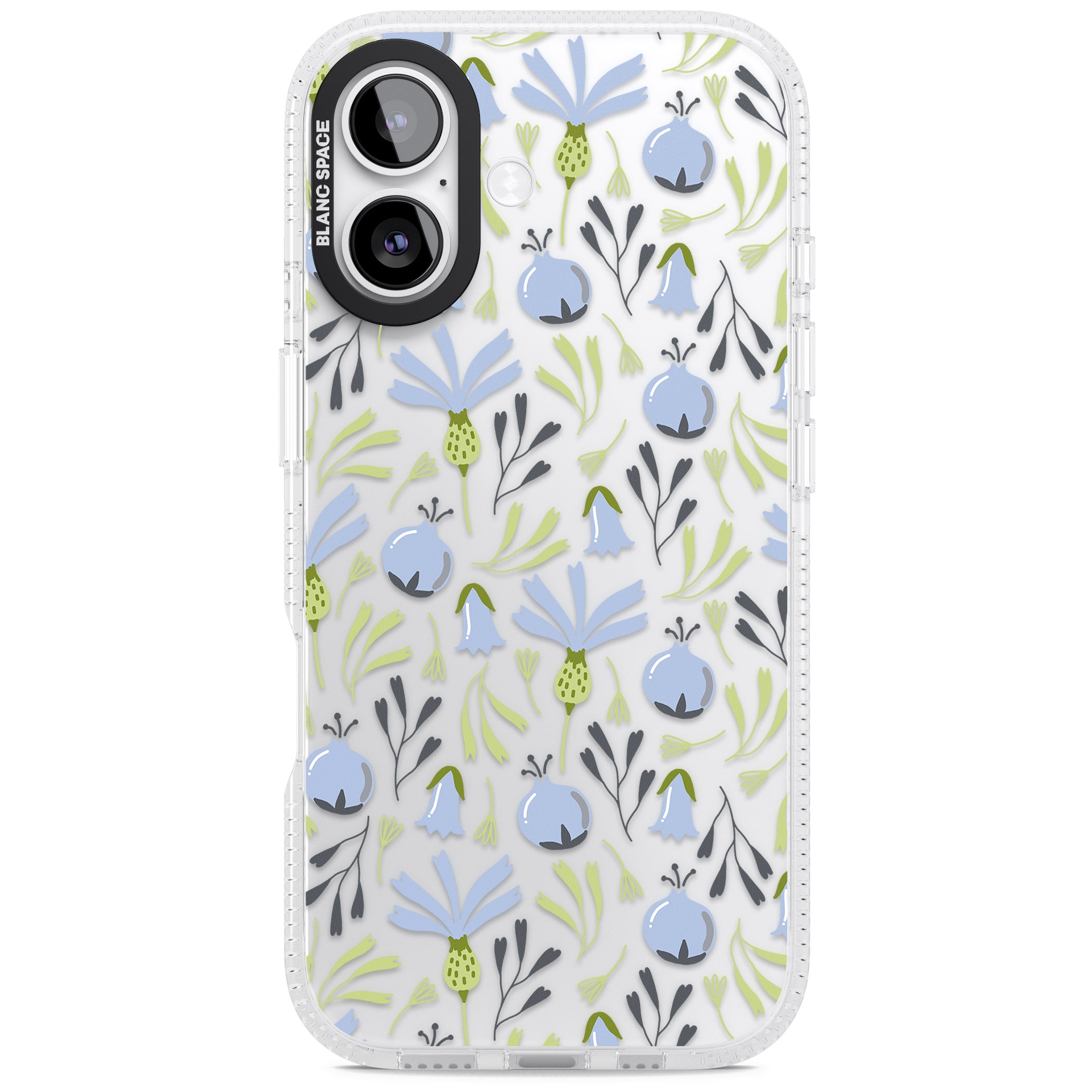 Blue Flora Bloom iPhone 17 Impact Air Clear Phone Case