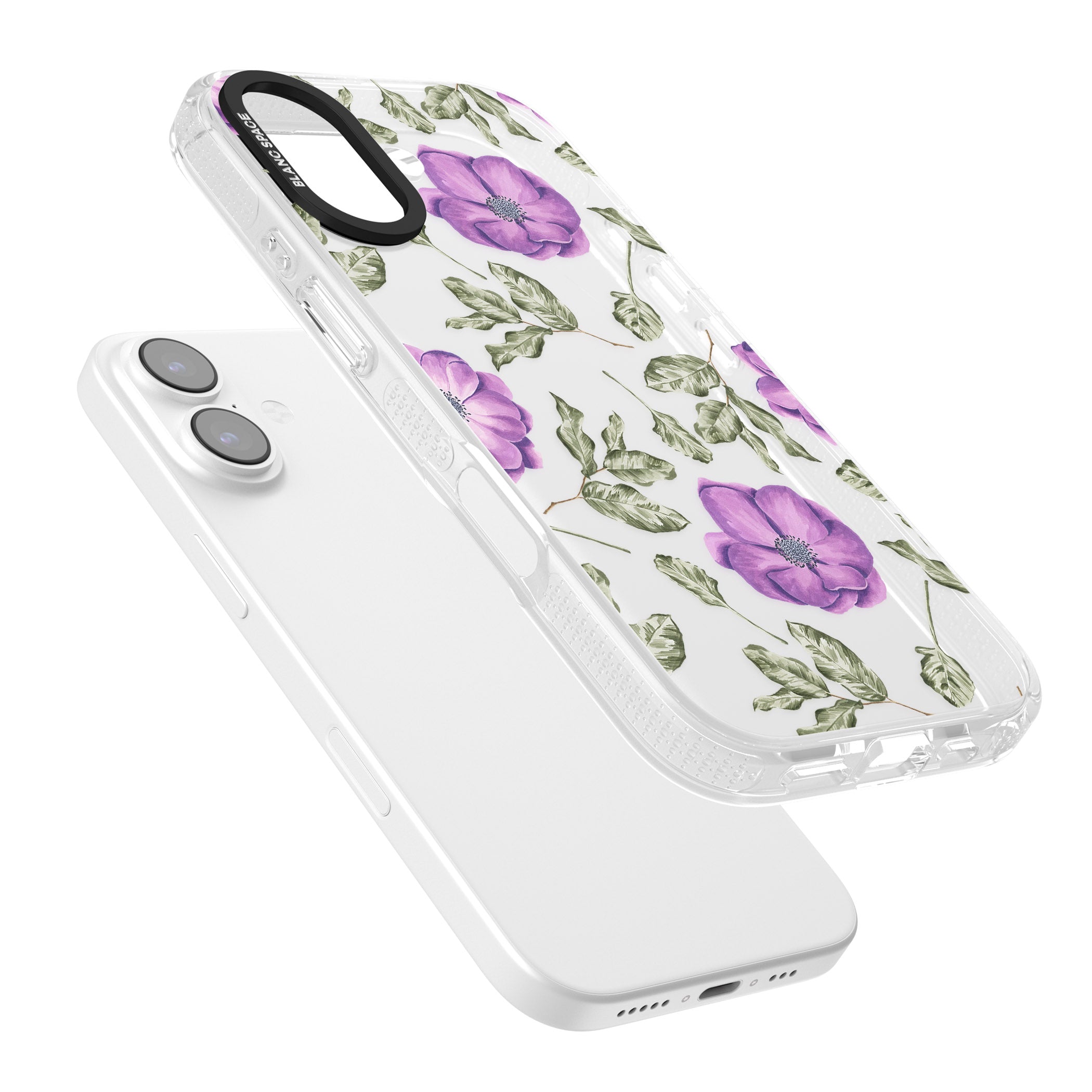 Purple Bloom Floral iPhone 17 Impact Air Clear Phone Case Colours