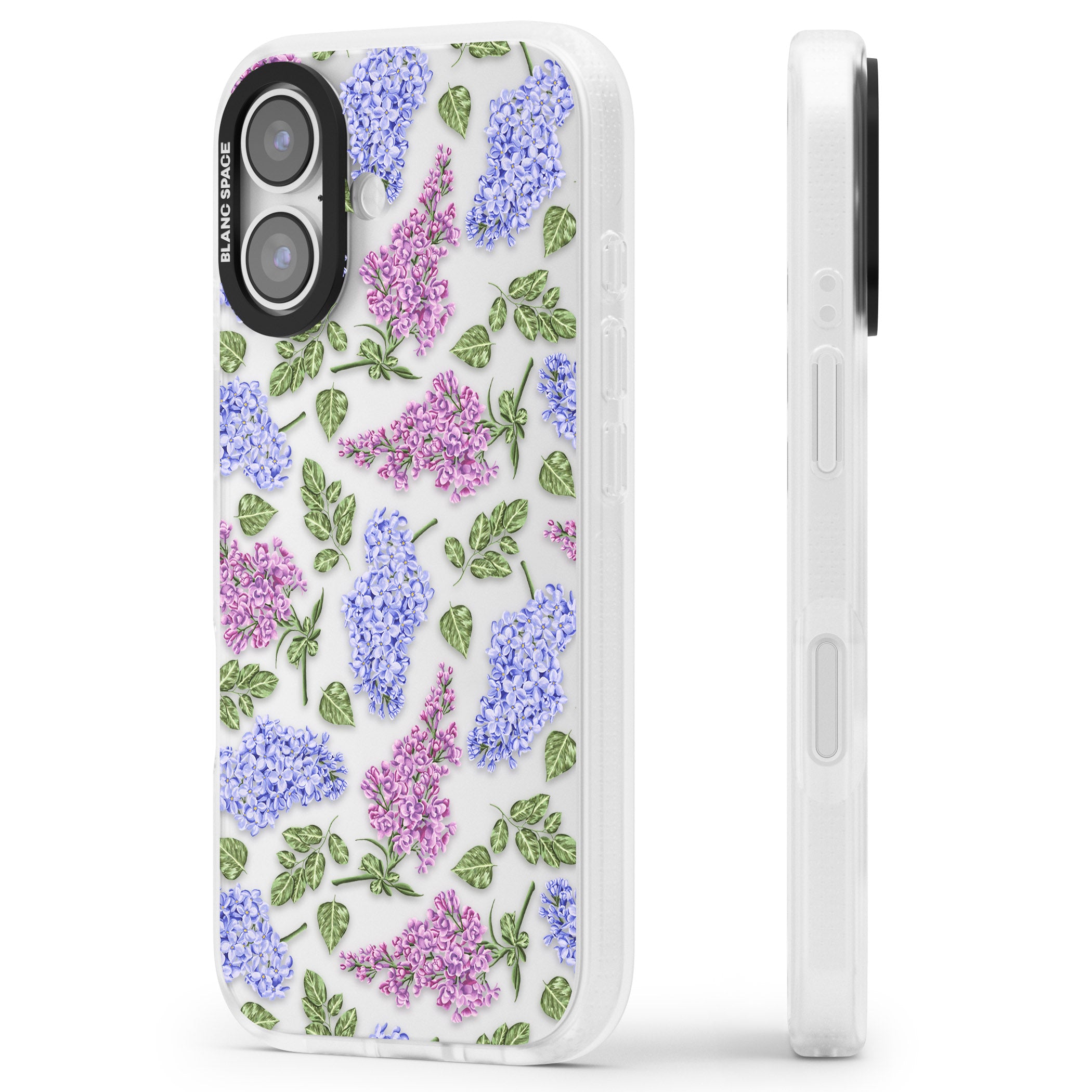 Purple Blossoms Transparent Floral iPhone 17 Impact Air Clear Phone Case Side Profile