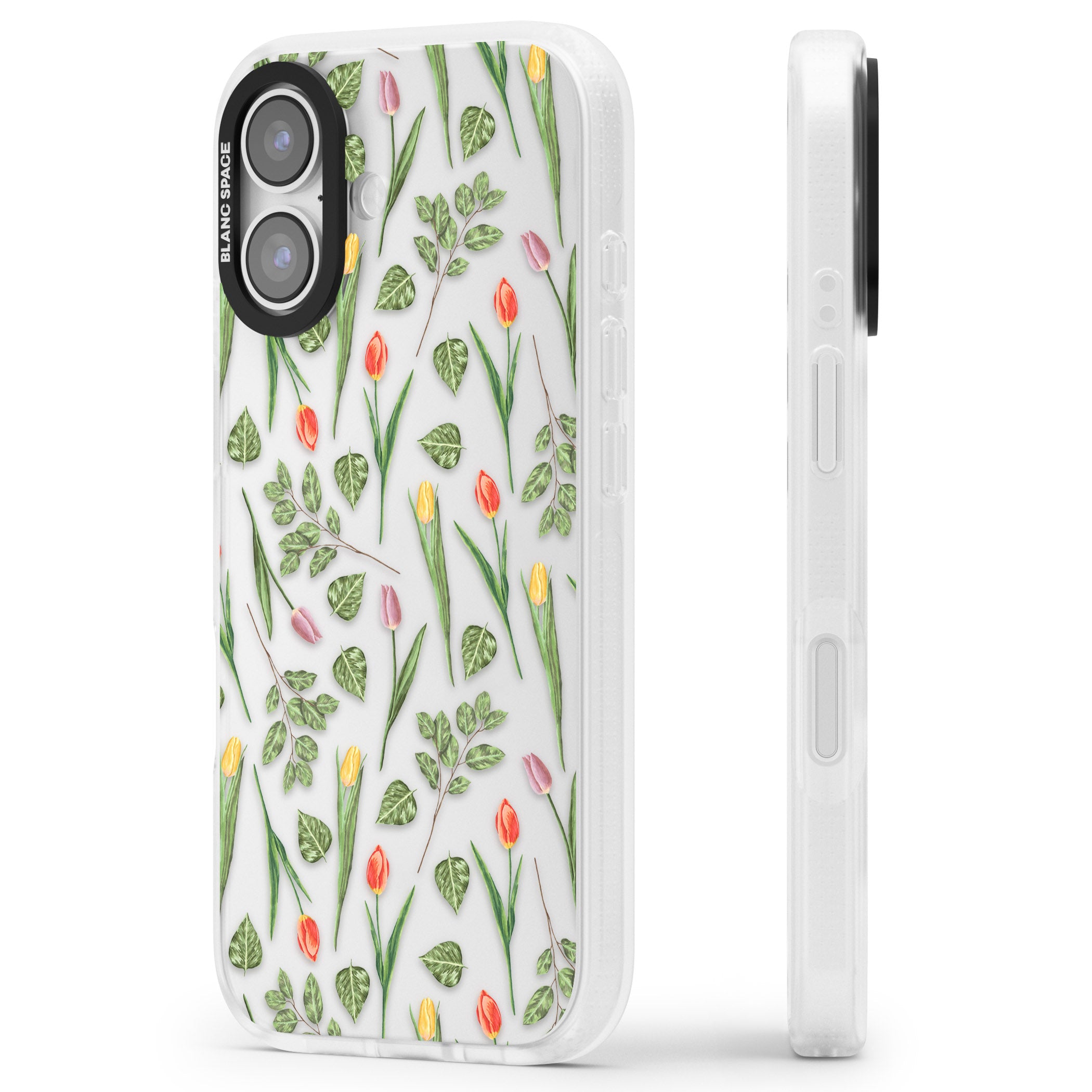 Spring Tulips Floral iPhone 17 Impact Air Clear Phone Case Side Profile