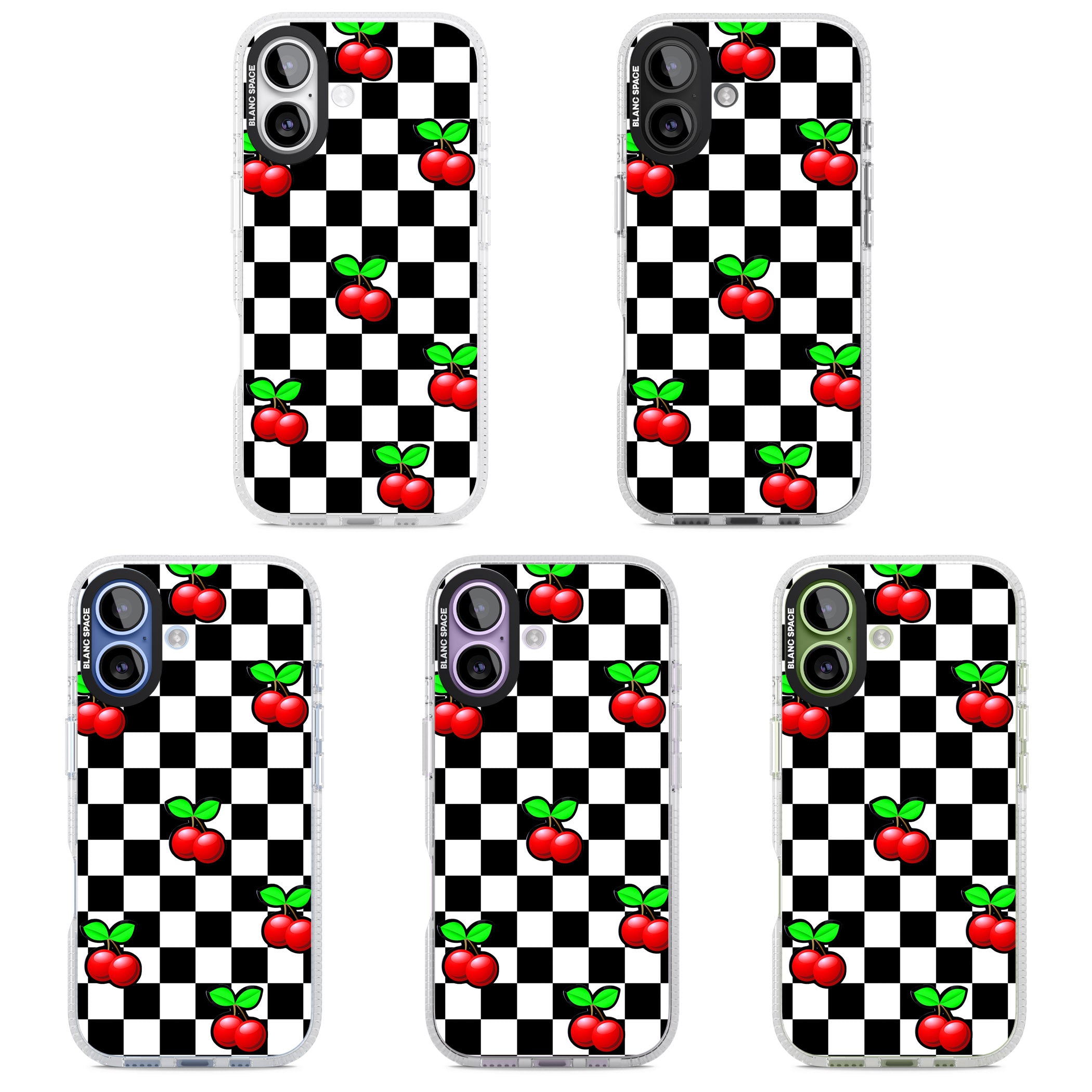 Checkered Cherry iPhone 17 Impact Air Clear Phone Case APT Impact Protection