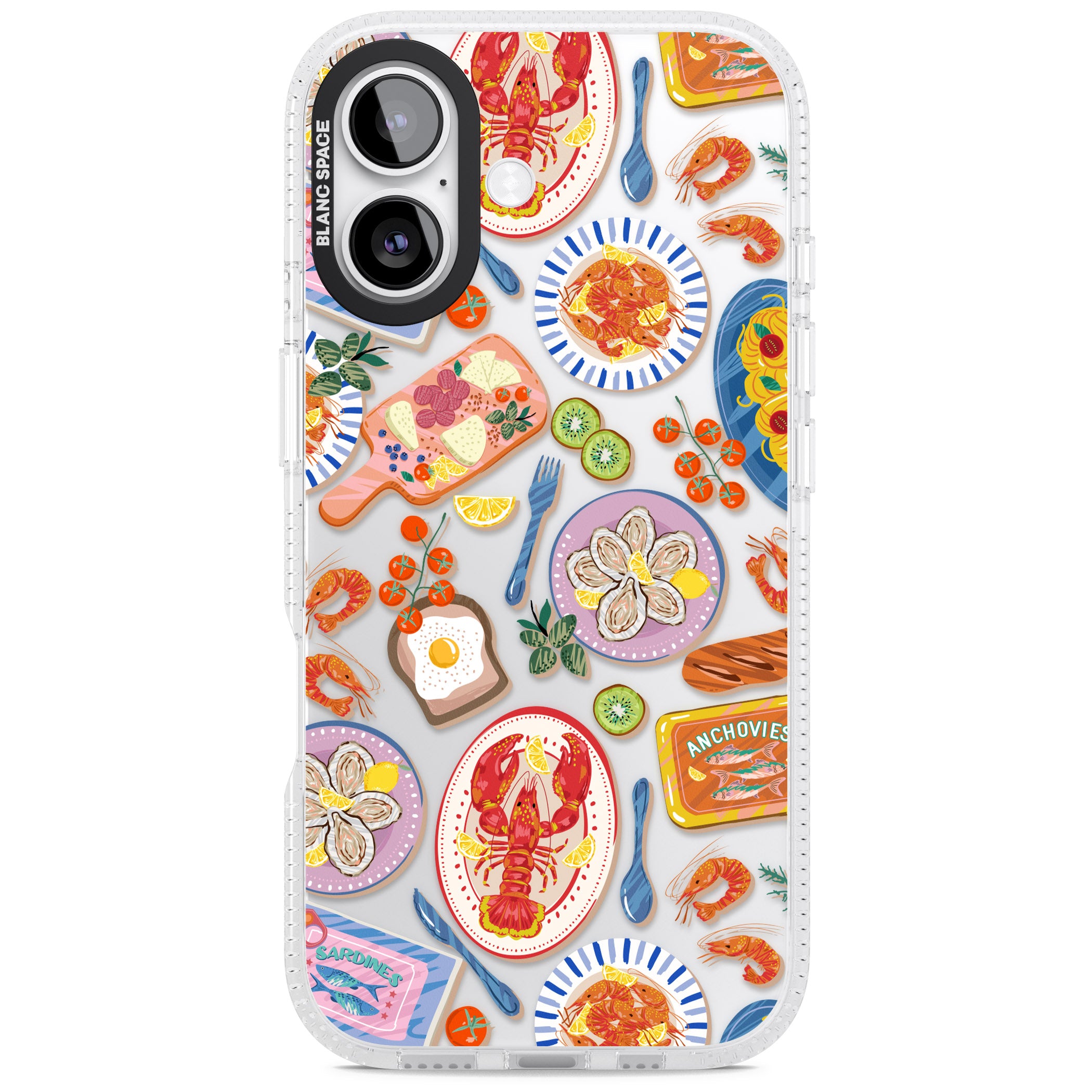 Seafood Pattern iPhone 17 Impact Air Clear Phone Case