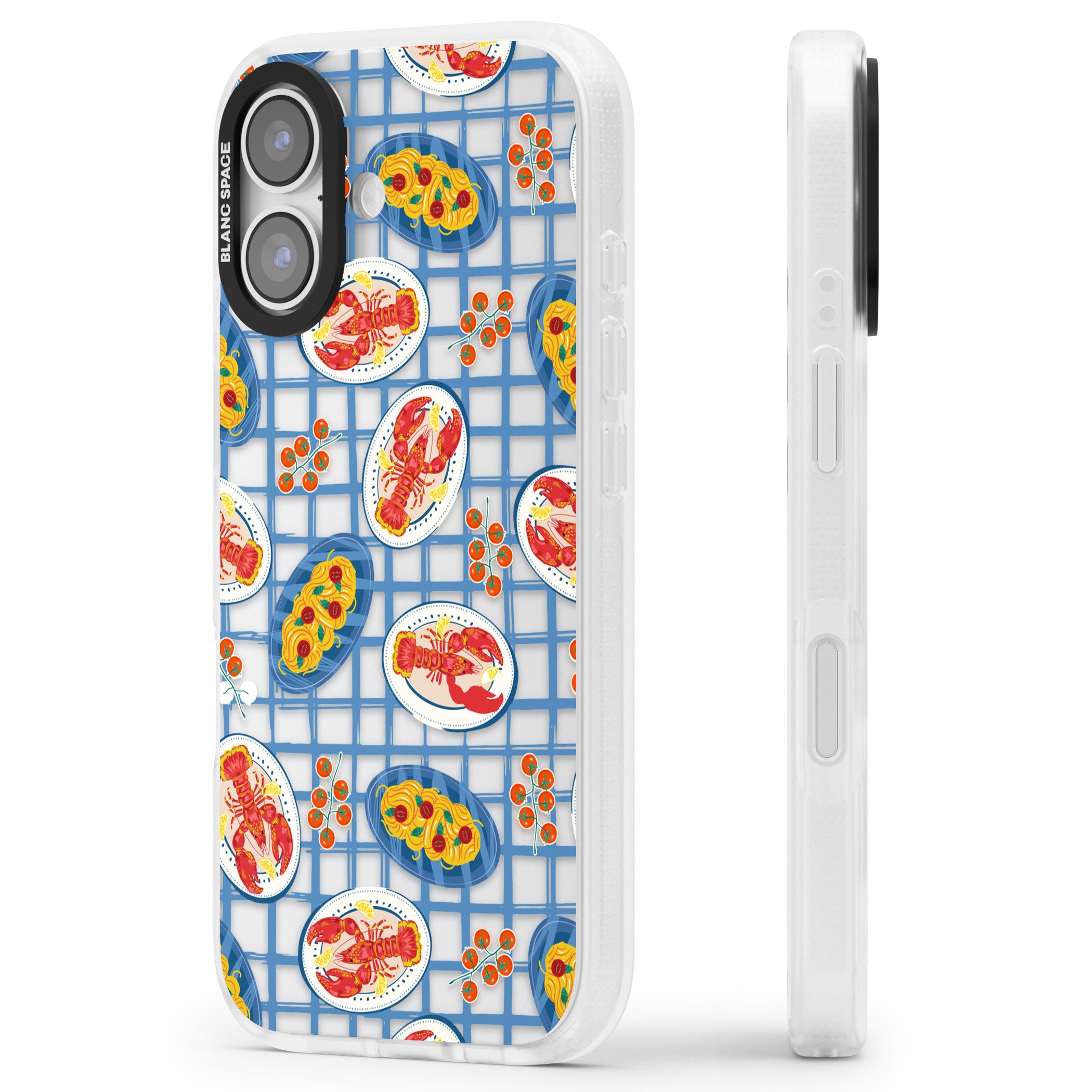 Lobster & Pasta Picnic iPhone 17 Impact Air Clear Phone Case Side Profile