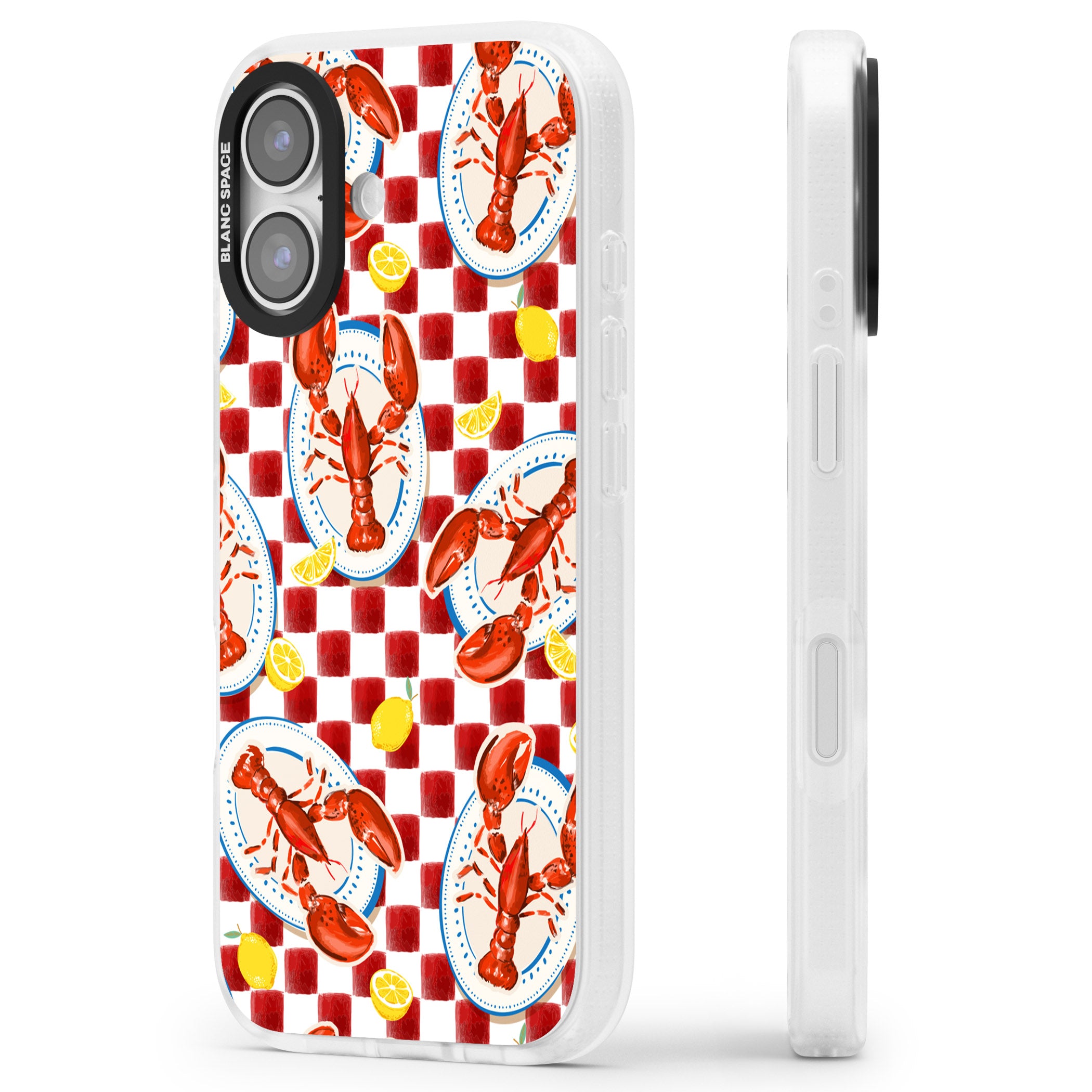 Red Lobster Checkered iPhone 17 Impact Air Clear Phone Case Side Profile