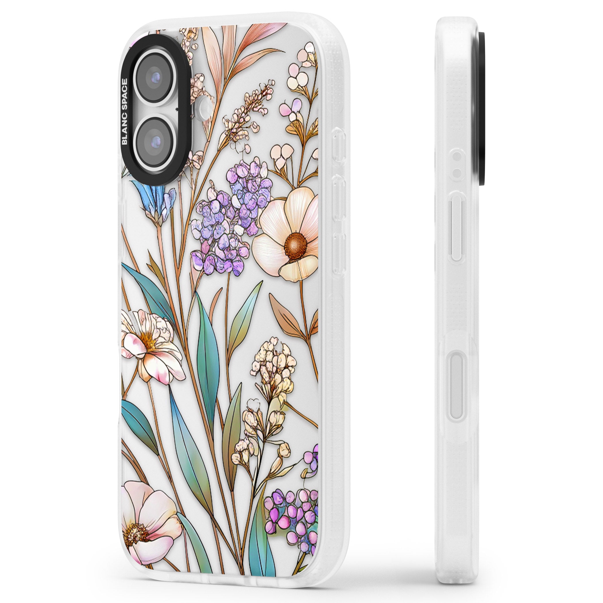 Glass Wildflower Mix iPhone 17 Impact Air Clear Phone Case Side Profile