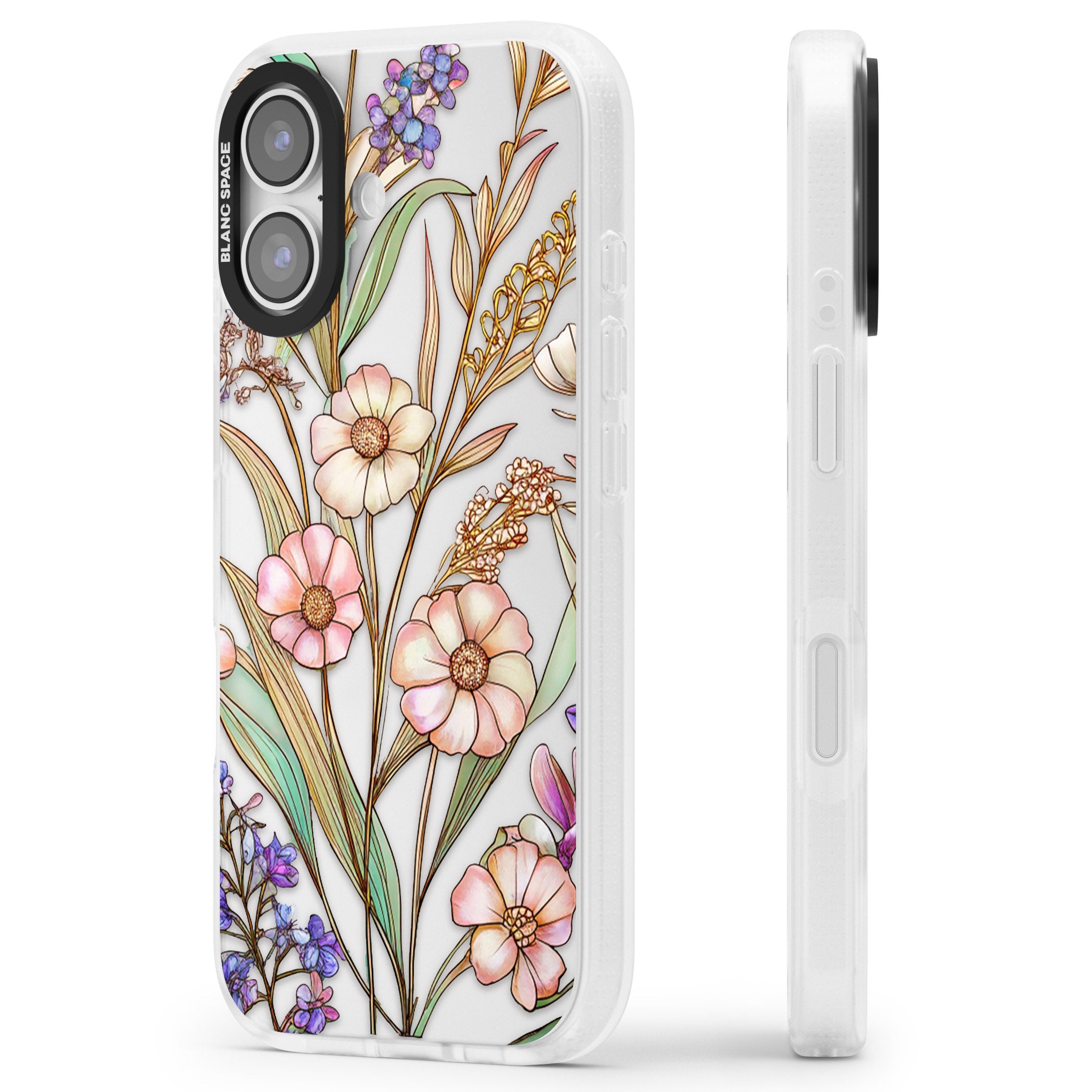 Glass Spring Flowers iPhone 17 Impact Air Clear Phone Case Side Profile