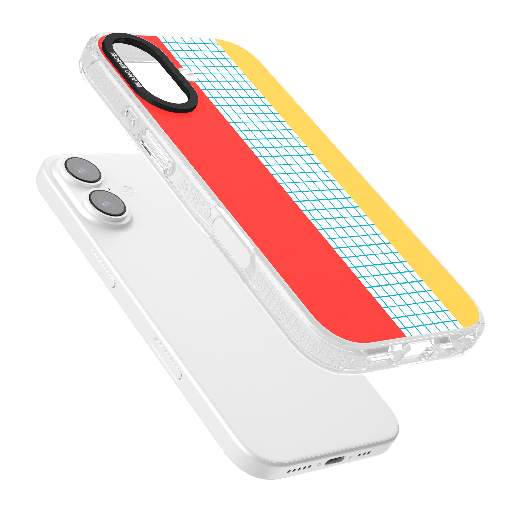 Abstract Grid Red, Blue, Yellow iPhone 17 Impact Air Clear Phone Case Colours