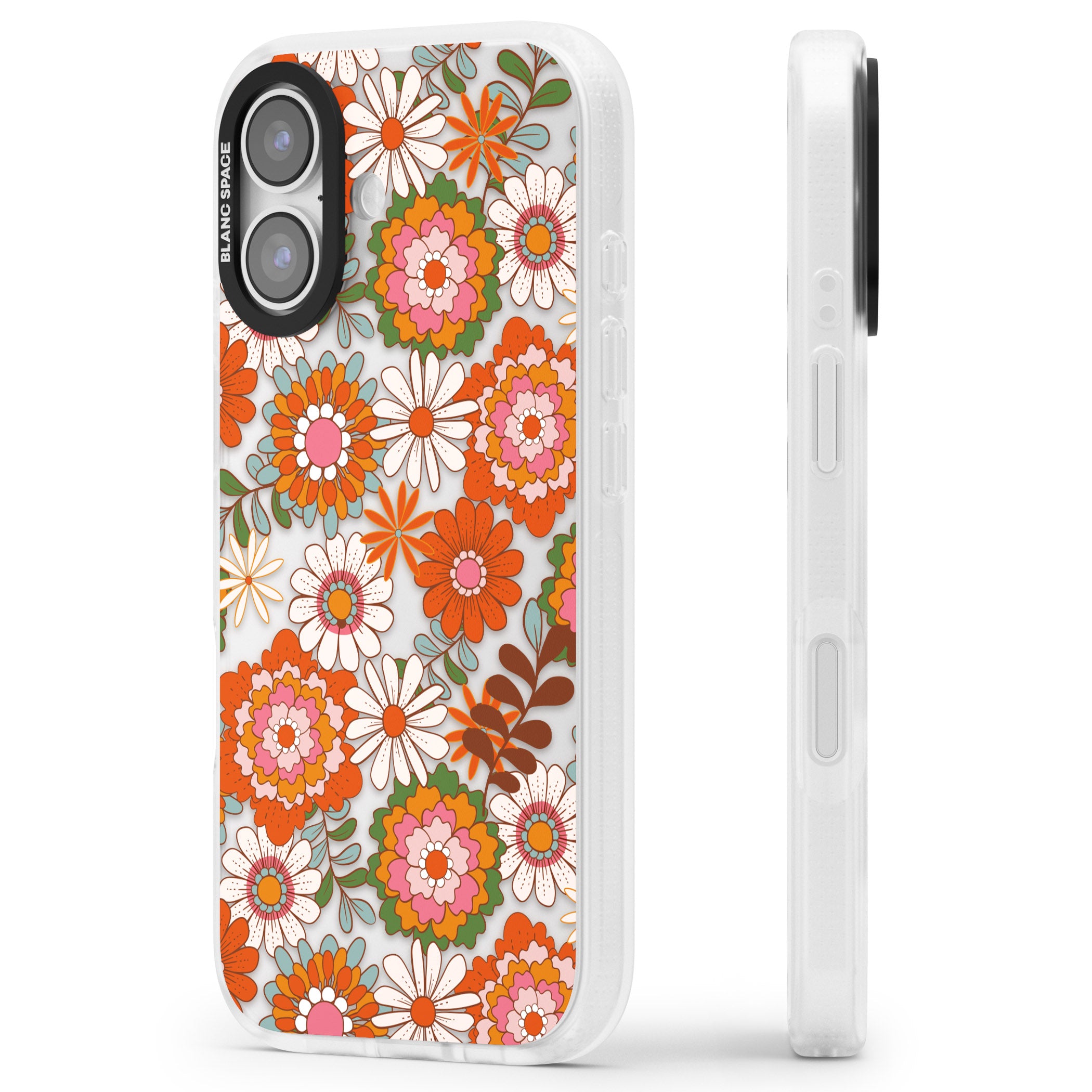 Seventies Bloom iPhone 17 Impact Air Clear Phone Case Side Profile