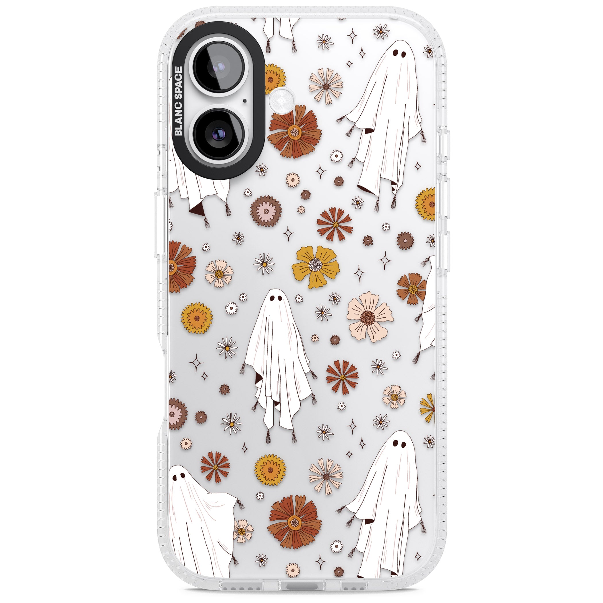 Halloween Ghosts And Flowers iPhone 17 Impact Air Clear Phone Case