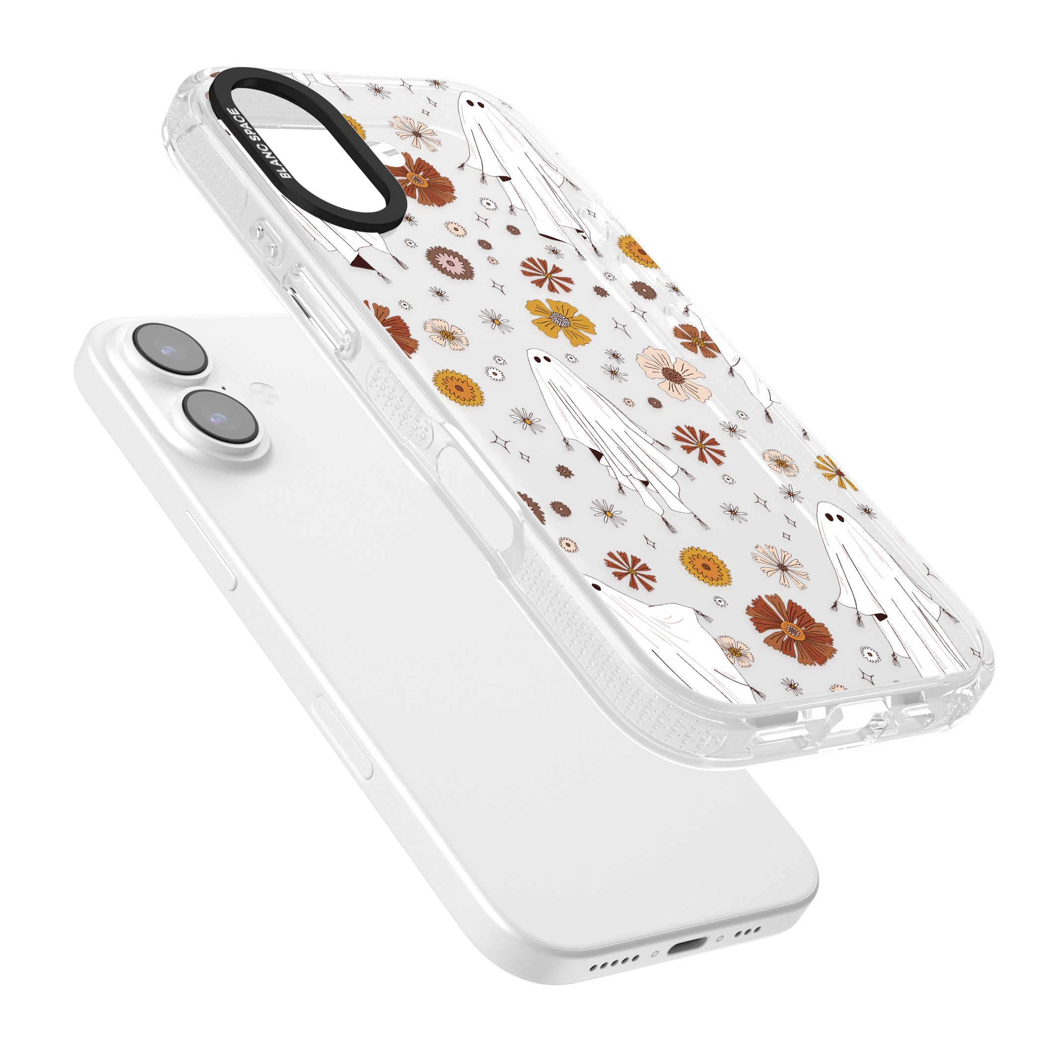 Halloween Ghosts And Flowers iPhone 17 Impact Air Clear Phone Case Colours