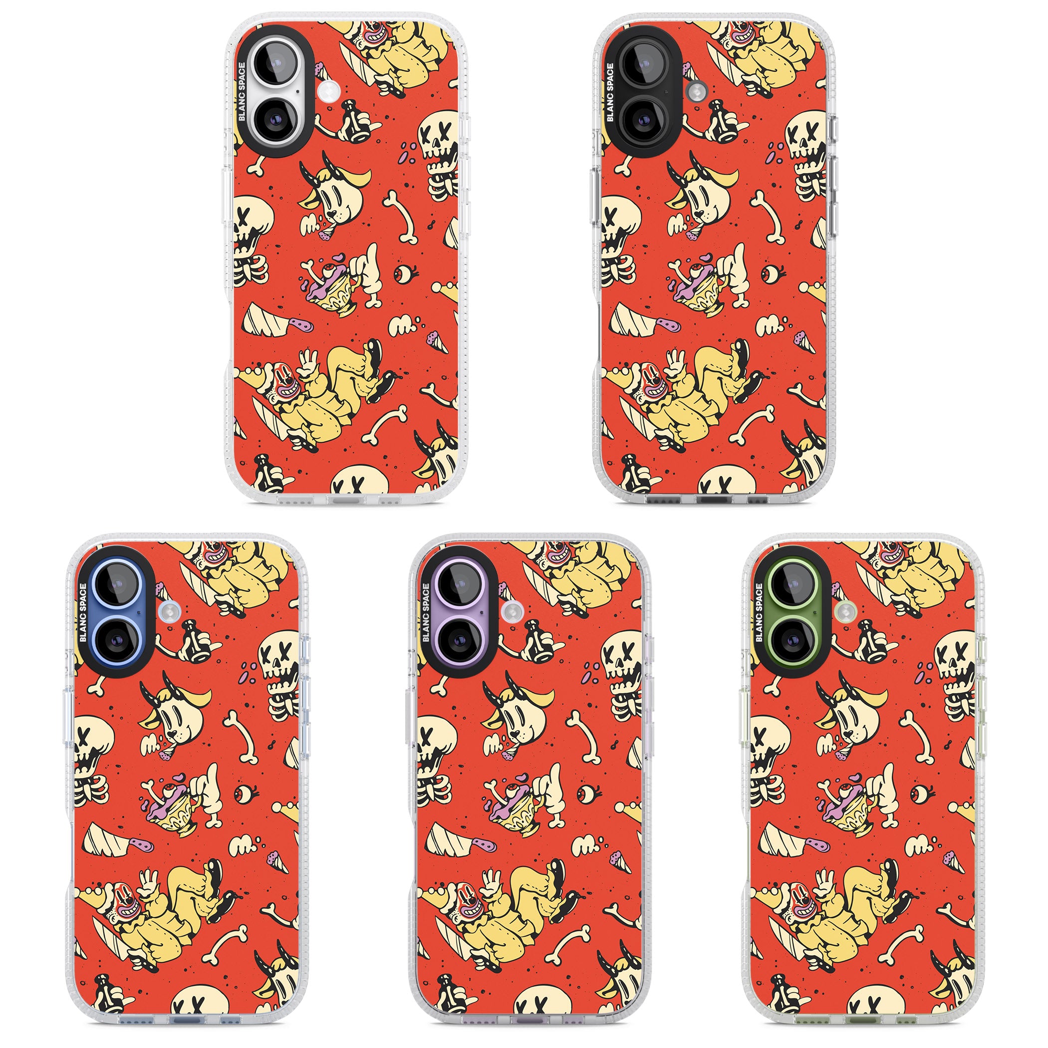 Red Retro Halloween Pattern iPhone 17 Impact Air Clear Phone Case APT Impact Protection