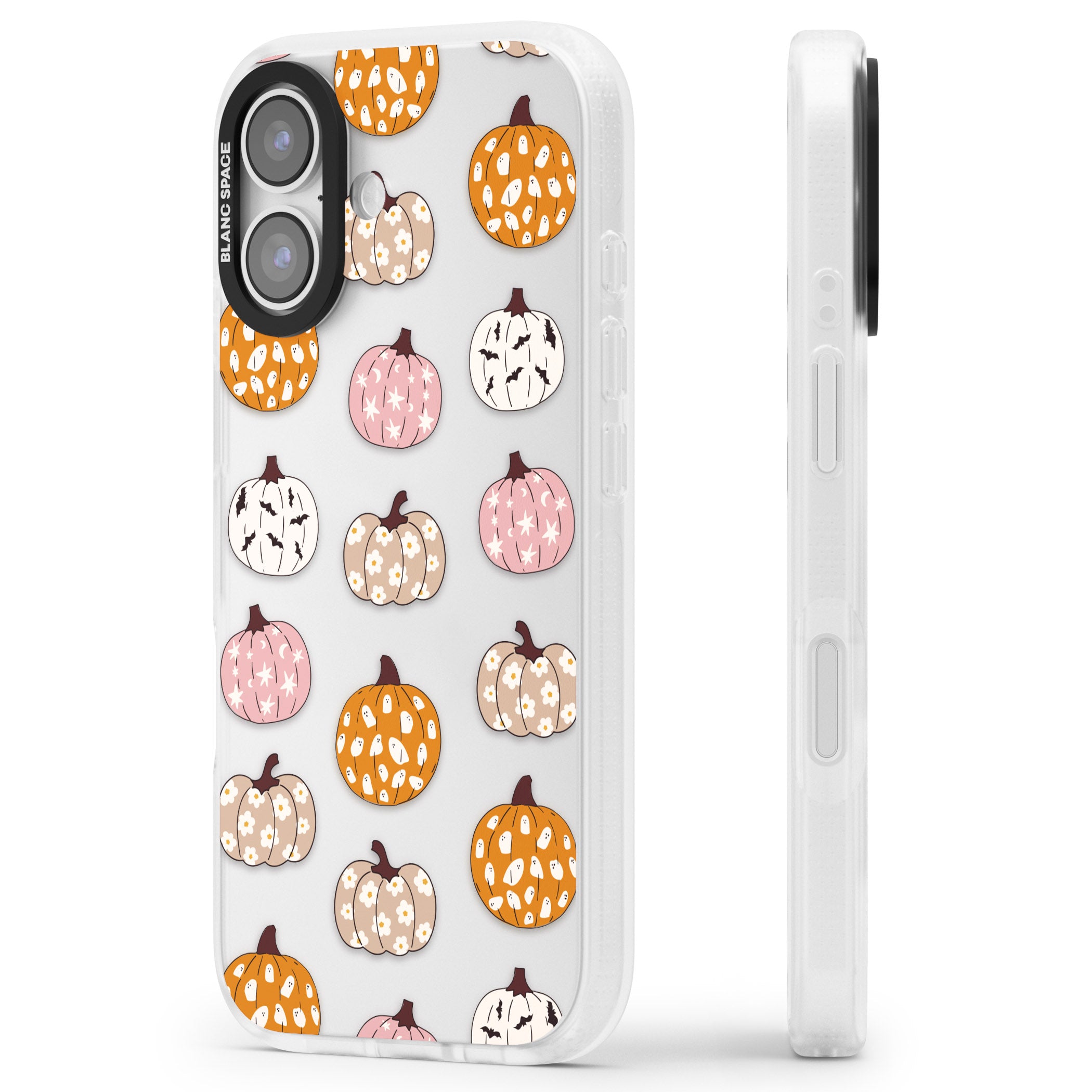 Floral Pumpkins iPhone 17 Impact Air Clear Phone Case Side Profile