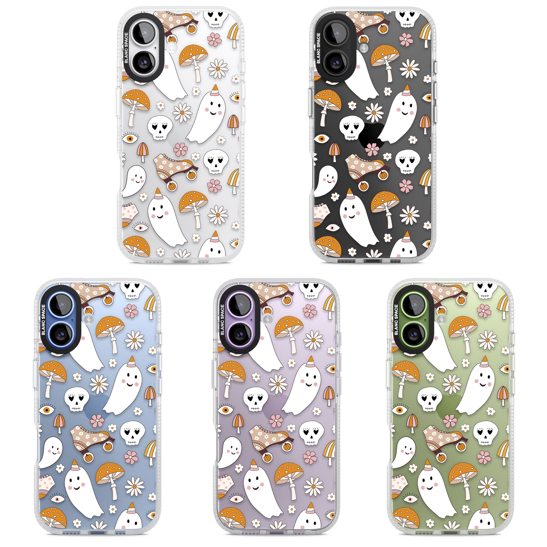 Cute Ghost And Skulls Pattern iPhone 17 Impact Air Clear Phone Case APT Impact Protection