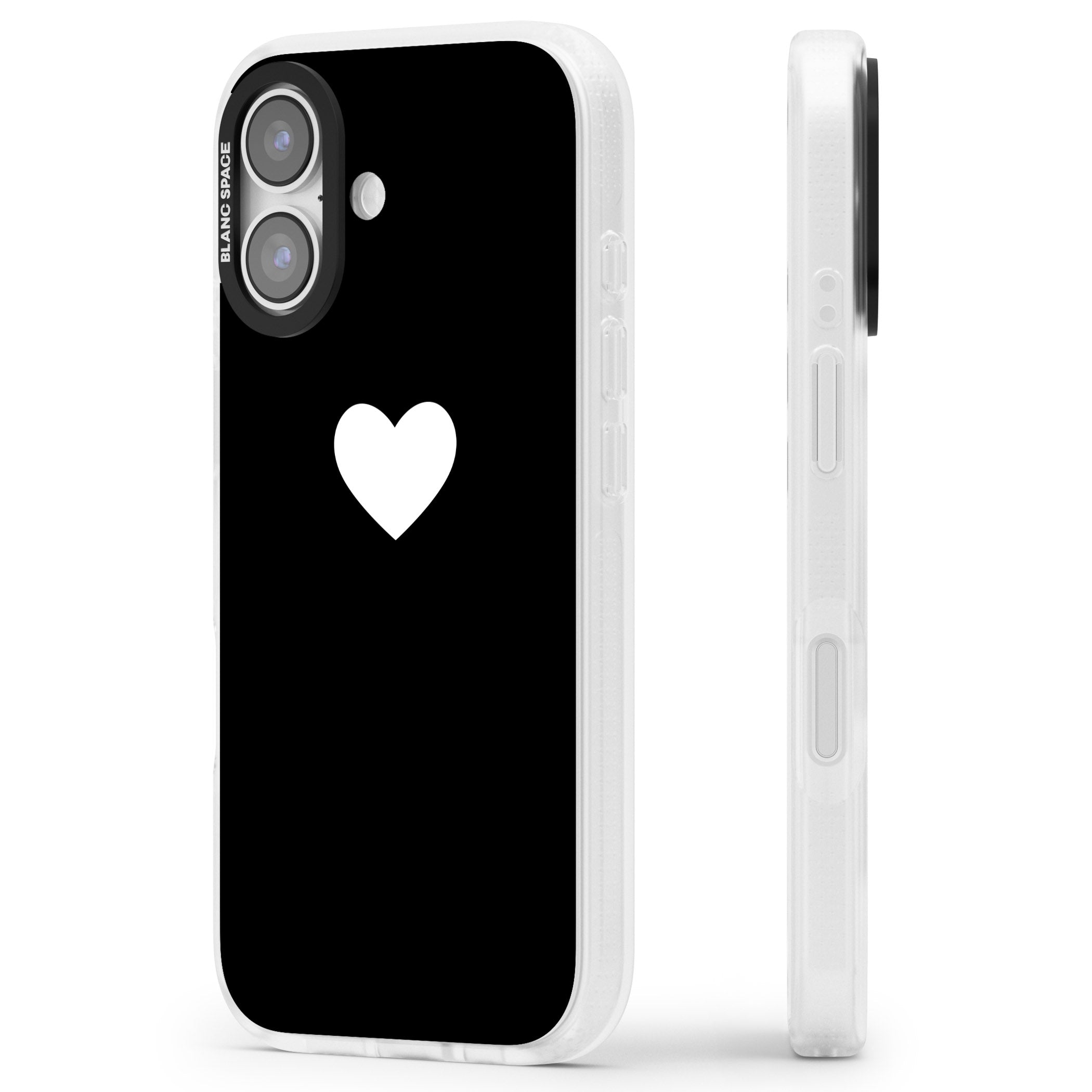 Single Heart Design: White & iPhone 17 Impact Air Clear Phone Case Side Profile