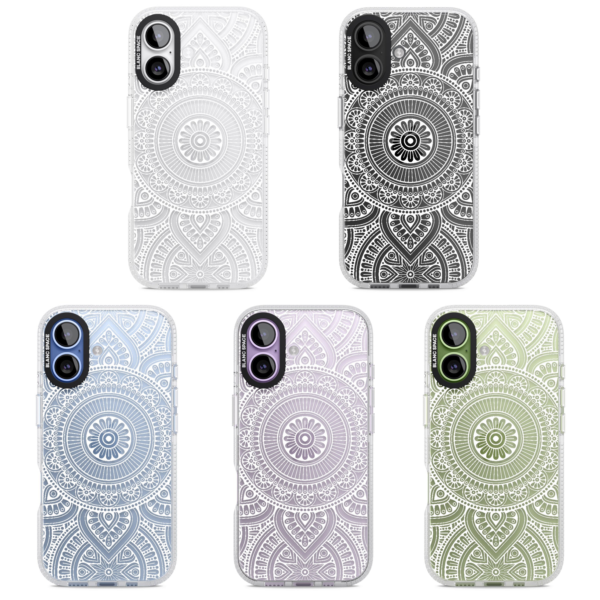 White Henna Flower Wheel iPhone 17 Impact Air Clear Phone Case APT Impact Protection