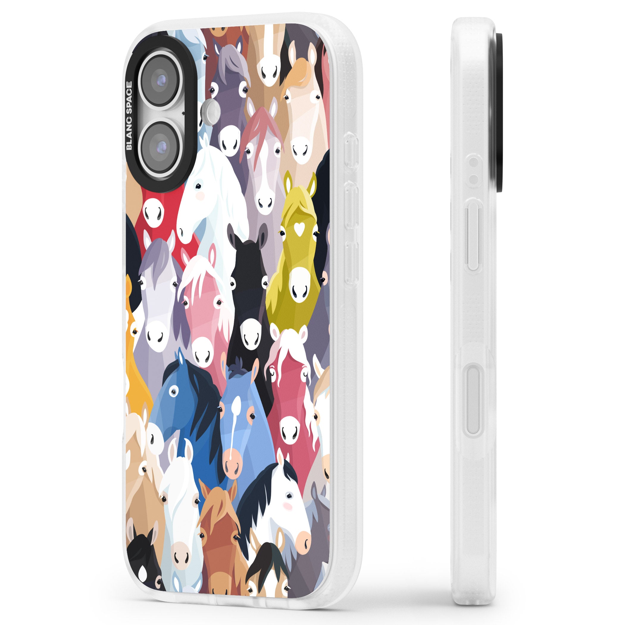 Colourful Horse Pattern iPhone 17 Impact Air Clear Phone Case Side Profile