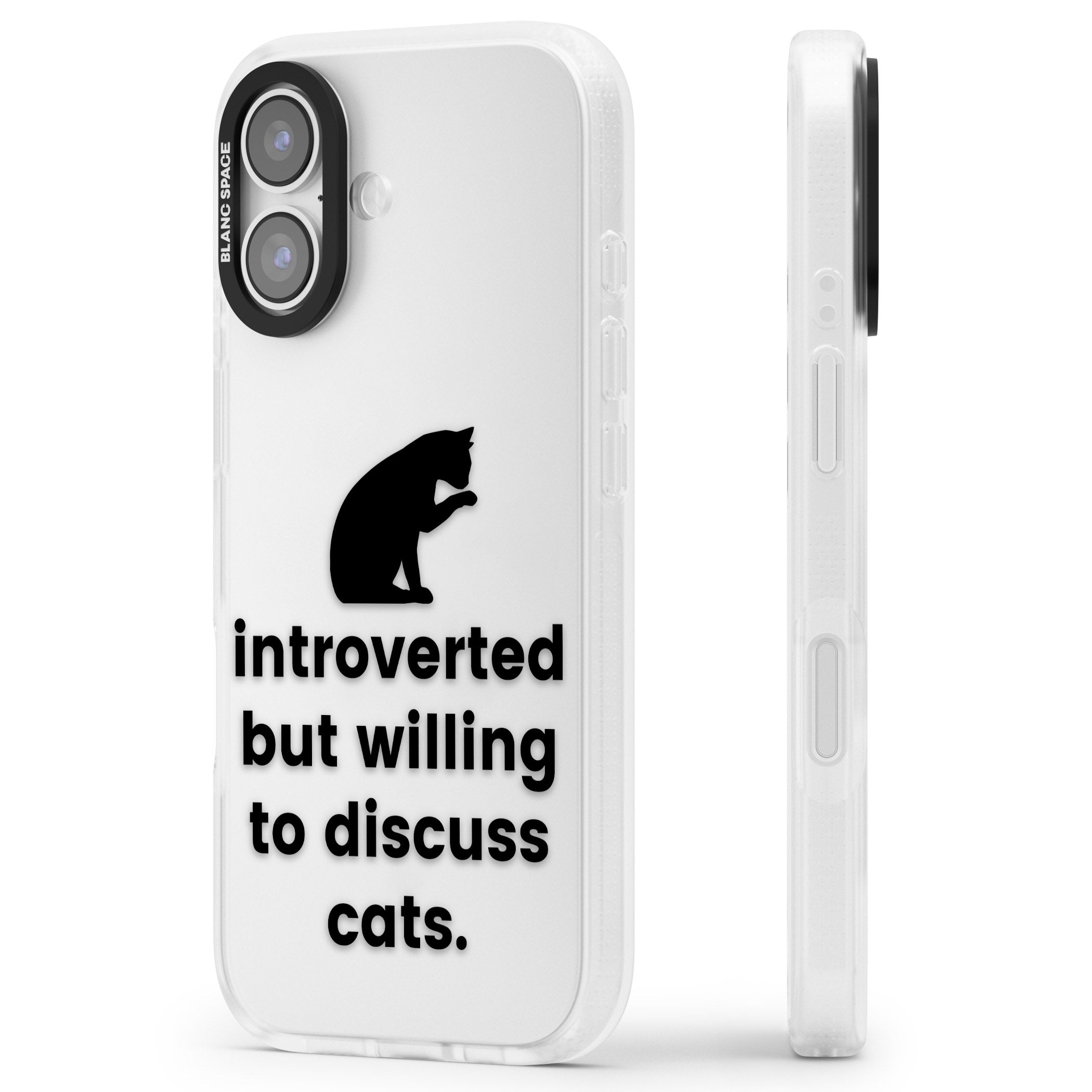 Introverted But Willing To Discuss Cats iPhone 17 Impact Air Clear Phone Case Side Profile