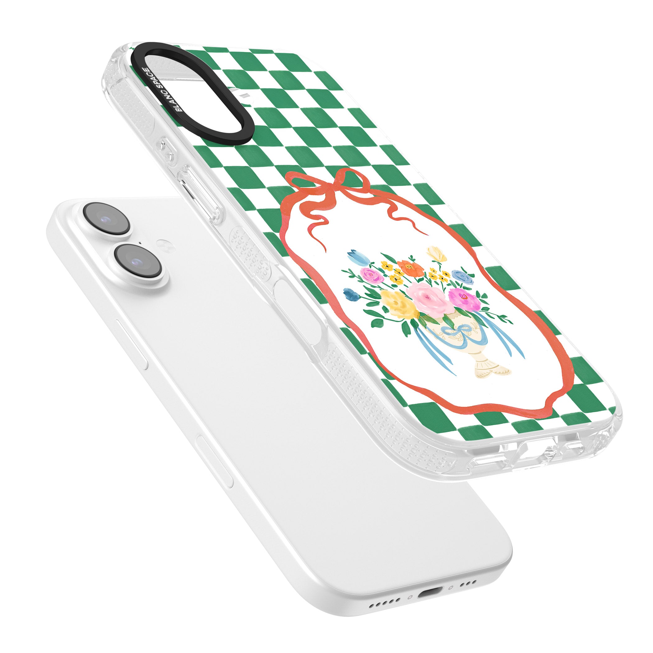 Green Checked Bouquet iPhone 17 Impact Air Clear Phone Case Colours