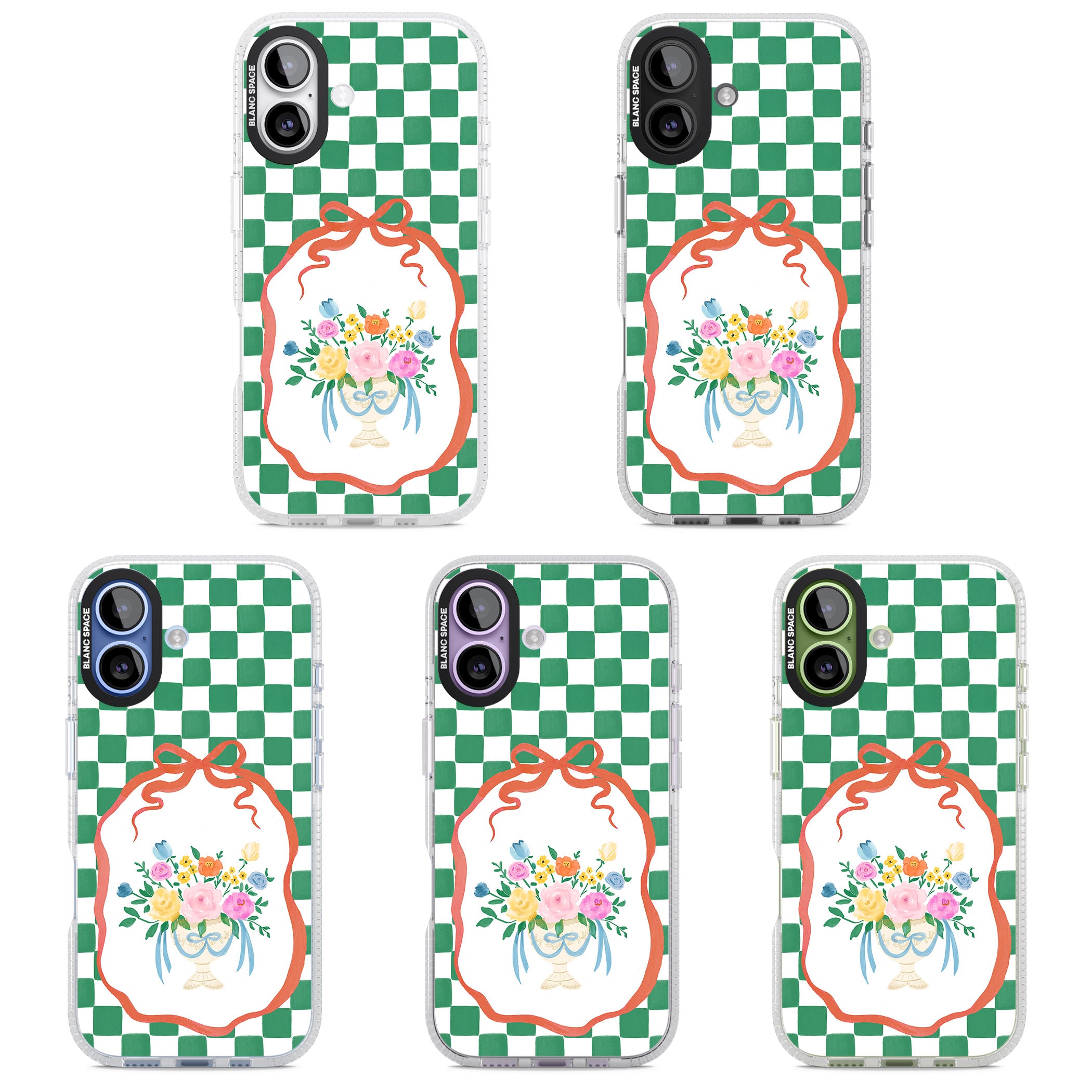 Green Checked Bouquet iPhone 17 Impact Air Clear Phone Case APT Impact Protection