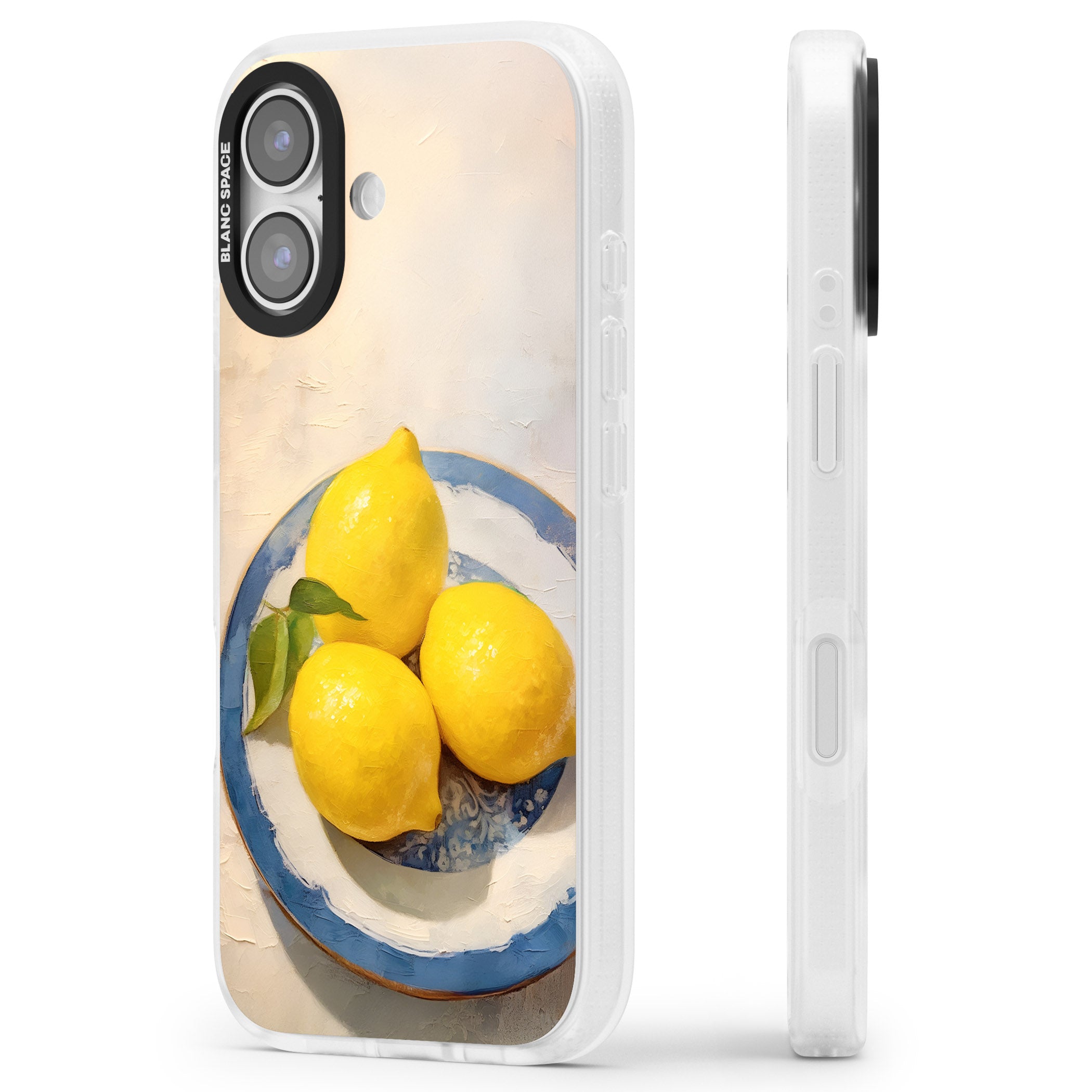 Lemons on Porcelain iPhone 17 Impact Air Clear Phone Case Side Profile