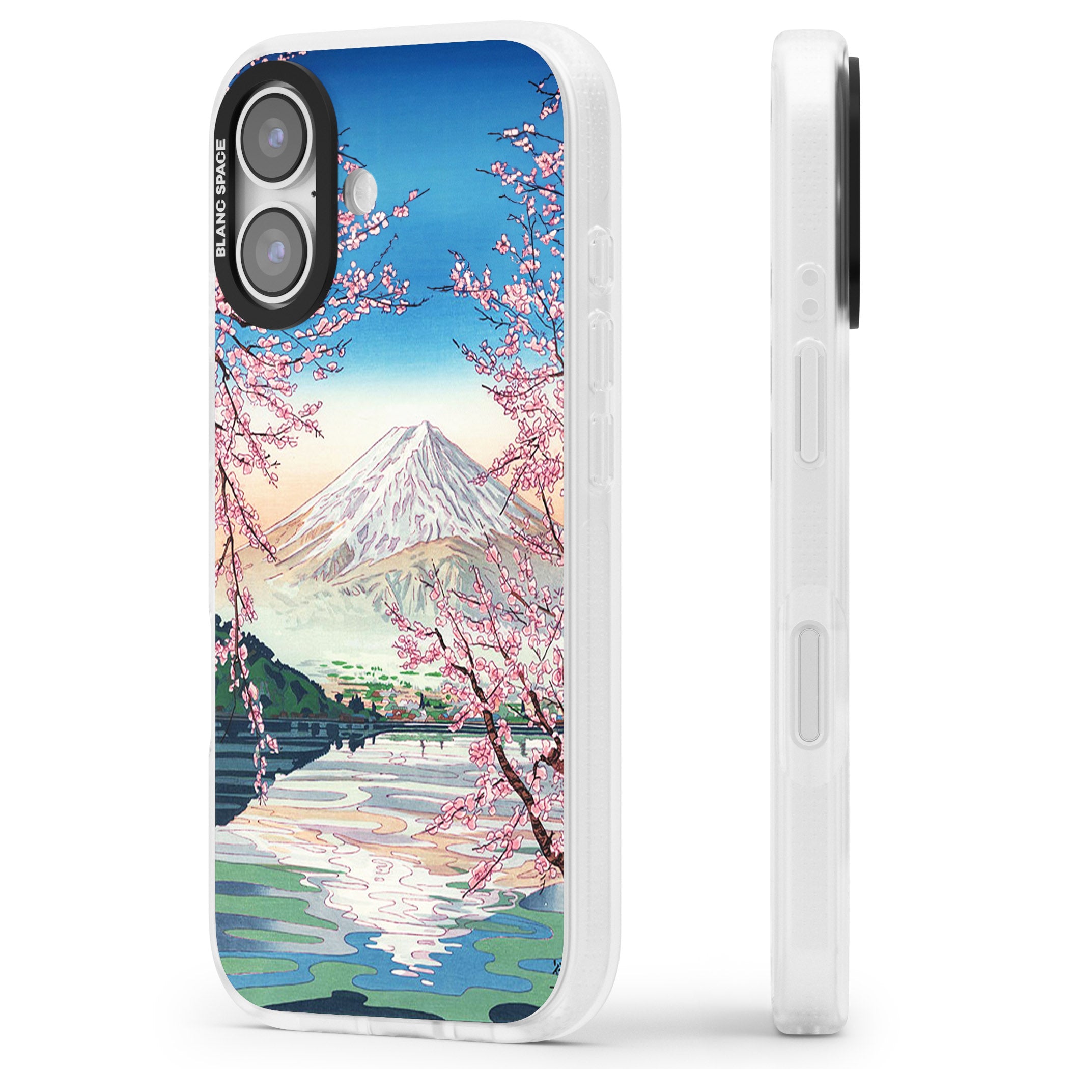 Mt Fuji From Lake Kawaguchi iPhone 17 Impact Air Clear Phone Case Side Profile