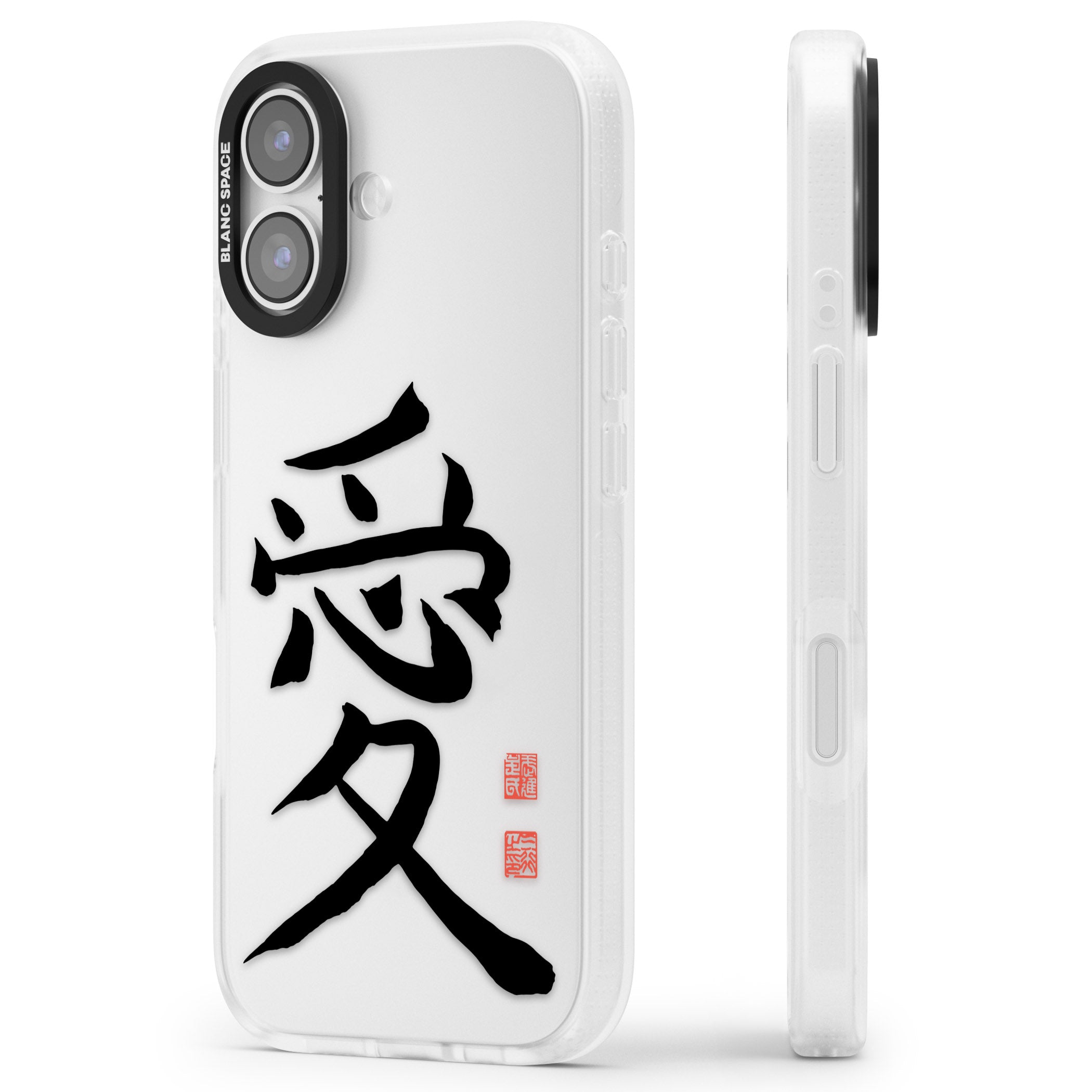 Japanese Kanji Love iPhone 17 Impact Air Clear Phone Case Side Profile