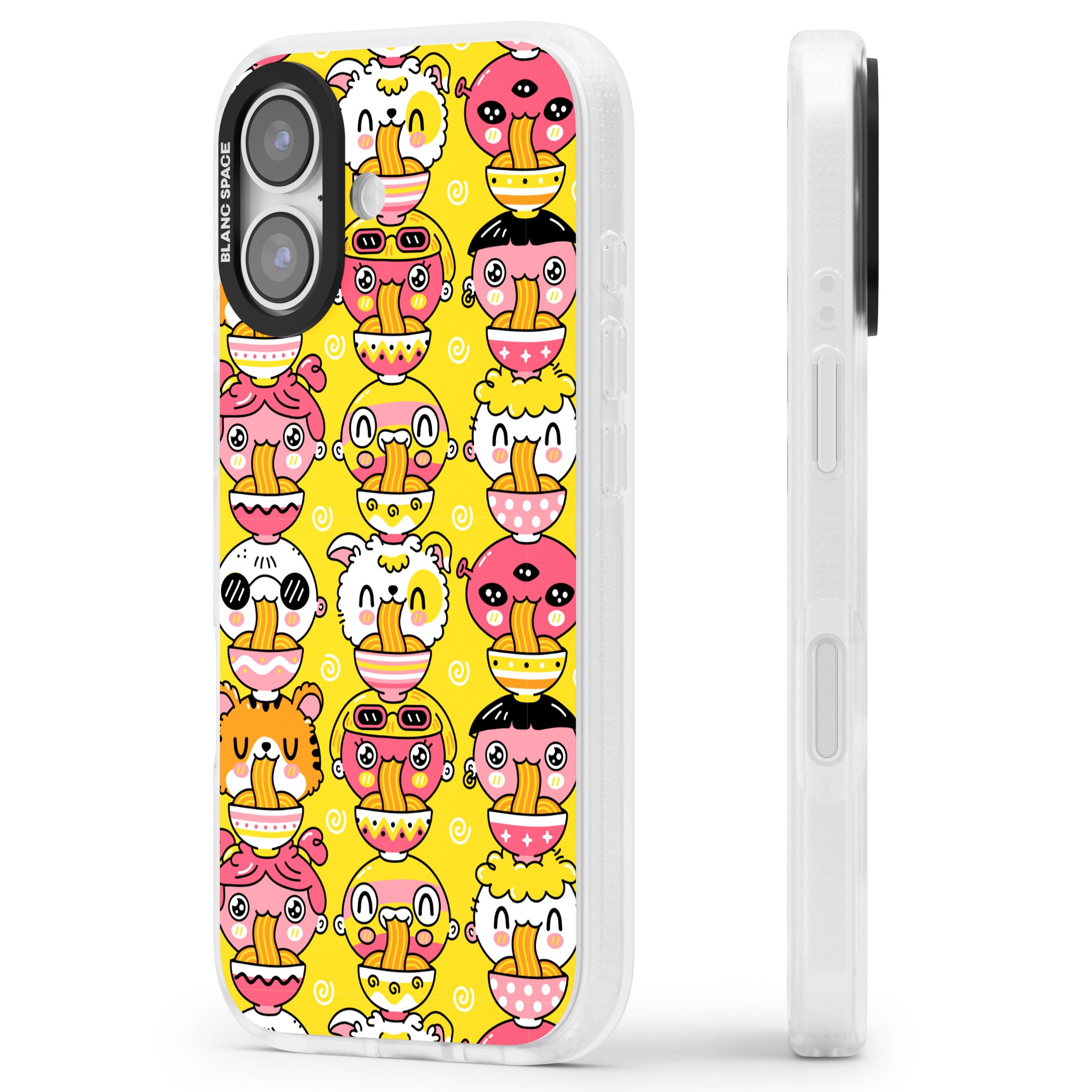 Ramen Noodle Kawaii Pattern iPhone 17 Impact Air Clear Phone Case Side Profile