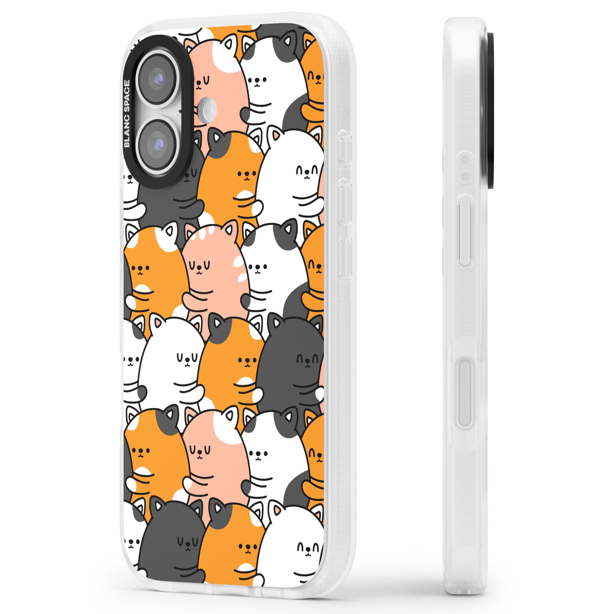 Spooning Cats Kawaii Pattern iPhone 17 Impact Air Clear Phone Case Side Profile