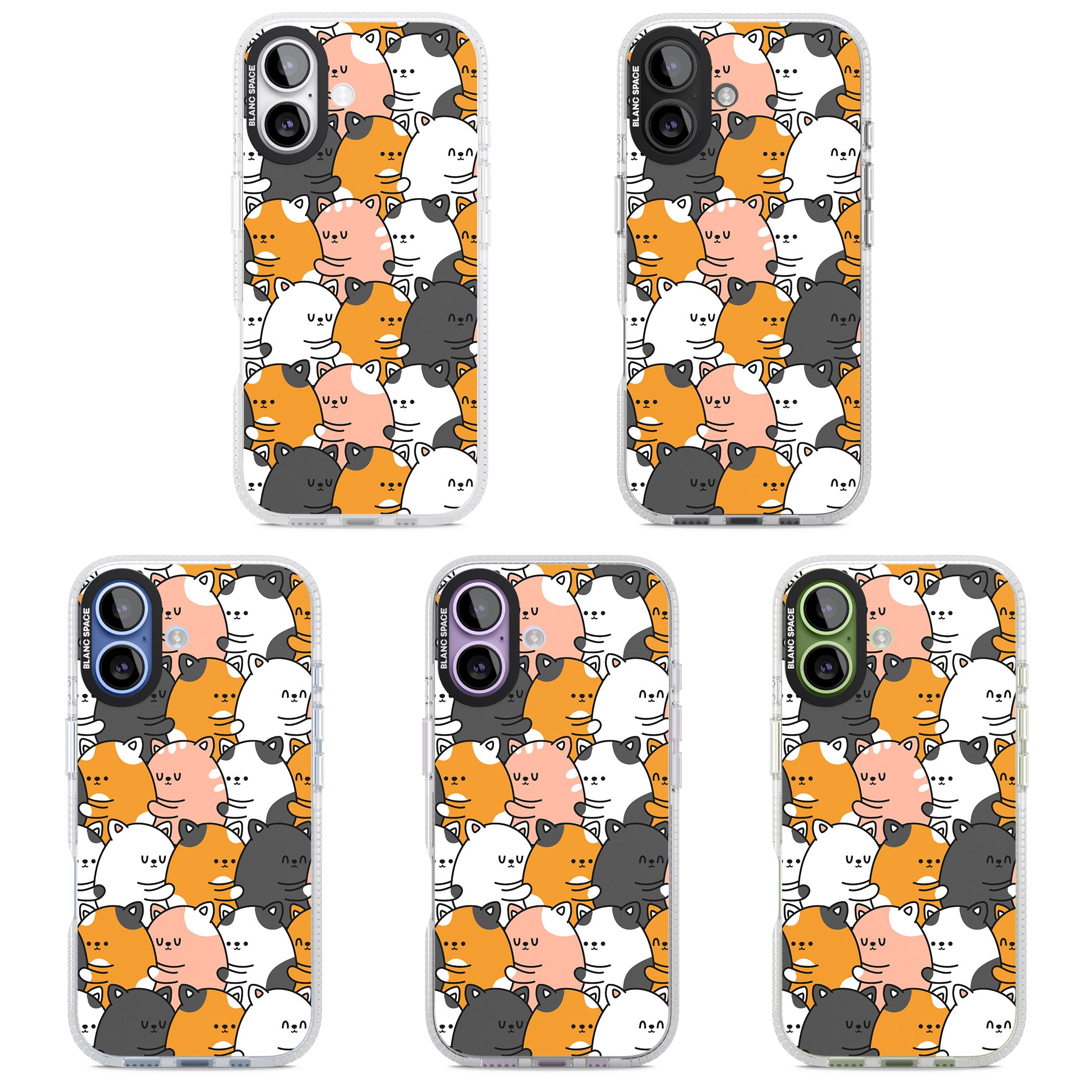 Spooning Cats Kawaii Pattern iPhone 17 Impact Air Clear Phone Case APT Impact Protection