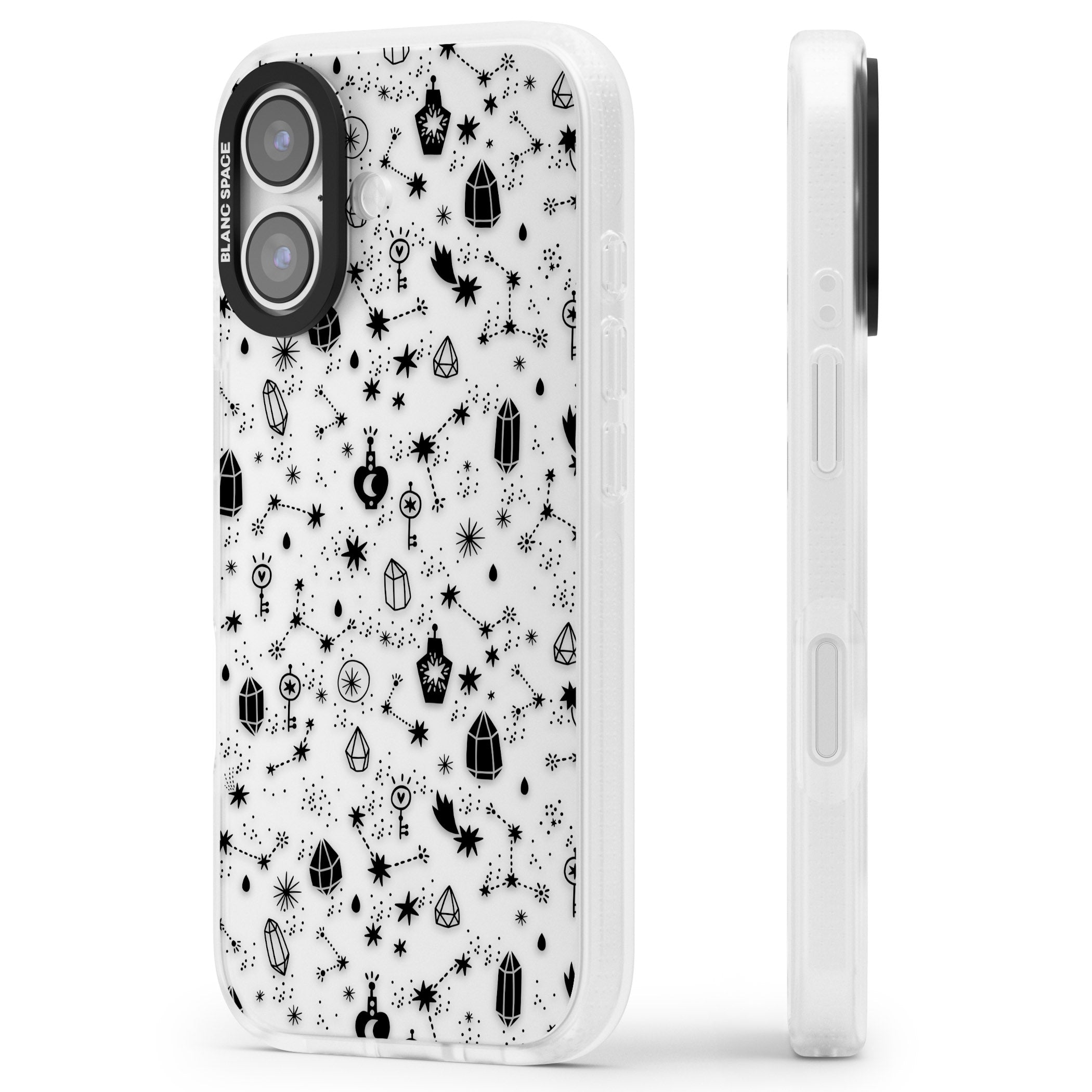 Black Cosmic Crystal iPhone 17 Impact Air Clear Phone Case Side Profile