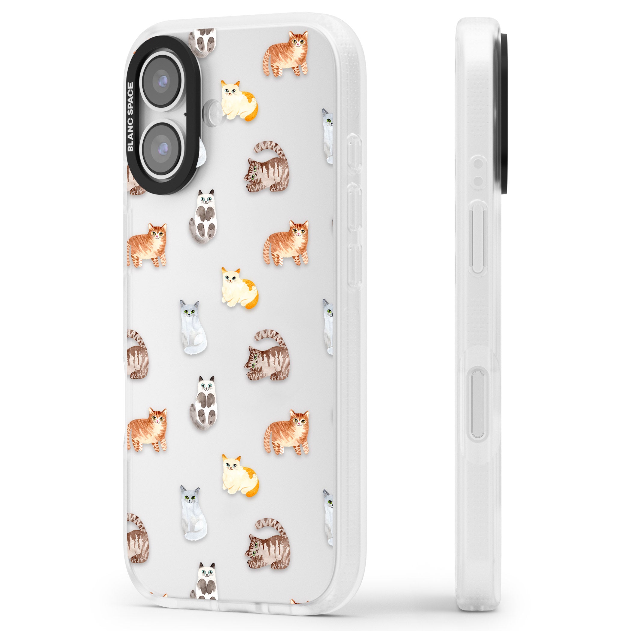 Cute Cat Pattern Classic iPhone 17 Impact Air Clear Phone Case Side Profile