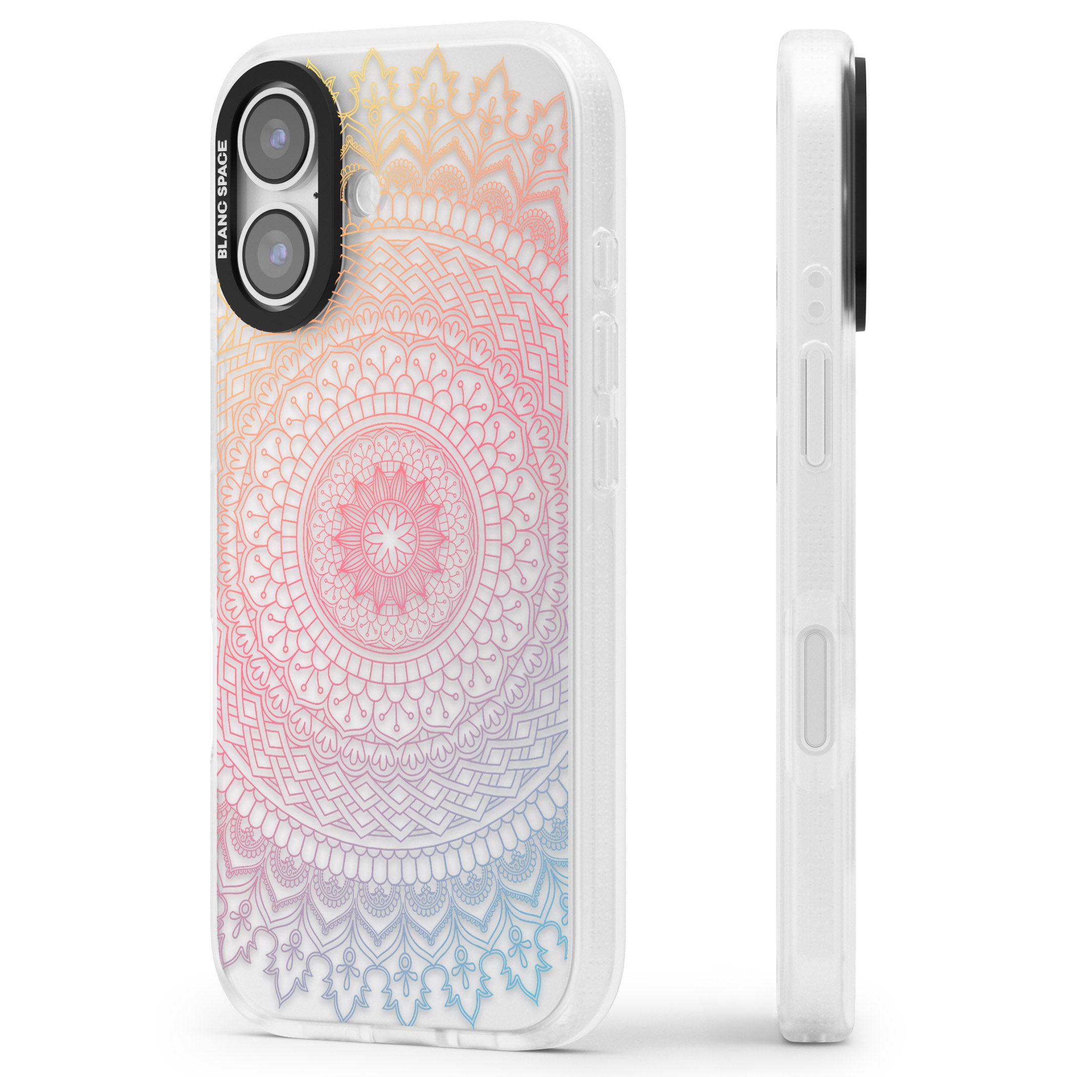 Rainbow Mandala iPhone 17 Impact Air Clear Phone Case Side Profile