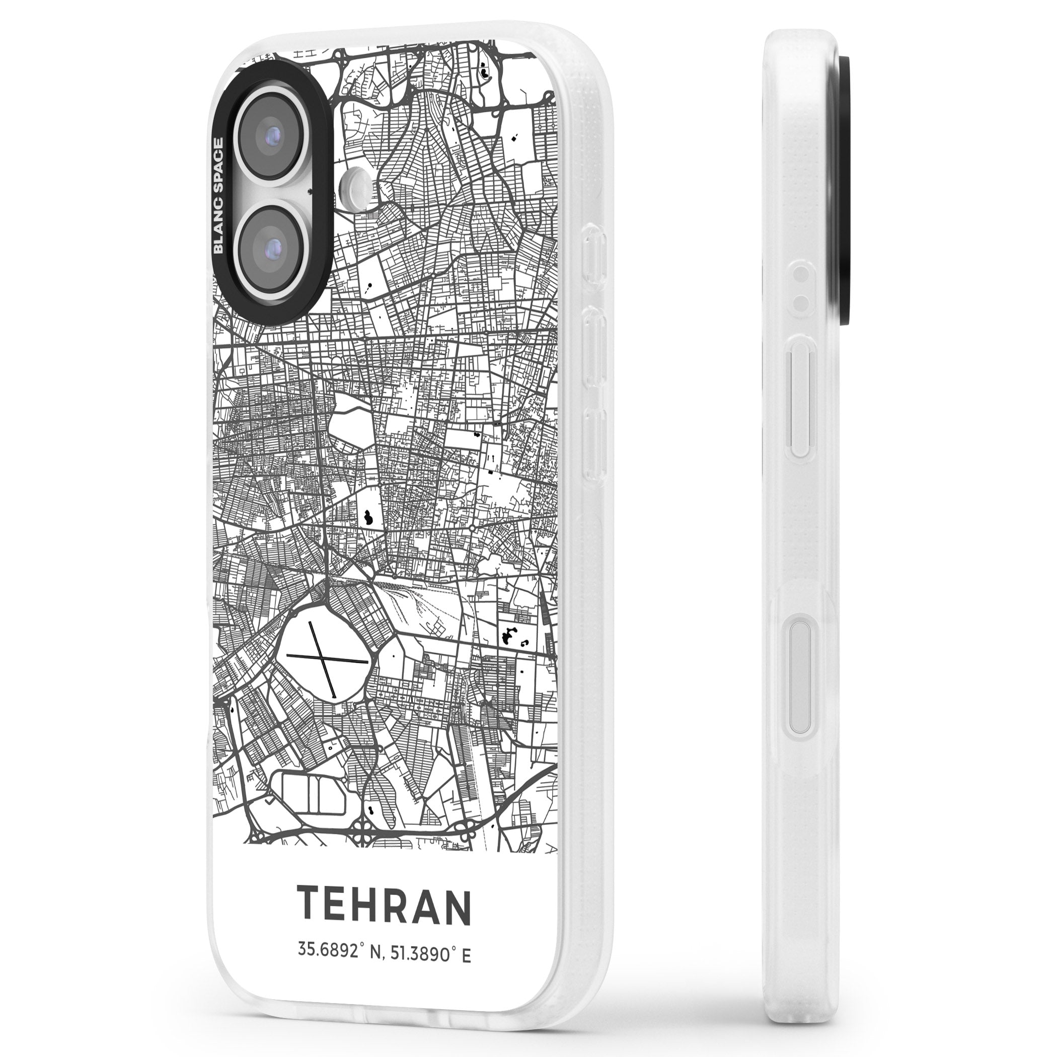 Tehran Map iPhone 17 Impact Air Clear Phone Case Side Profile