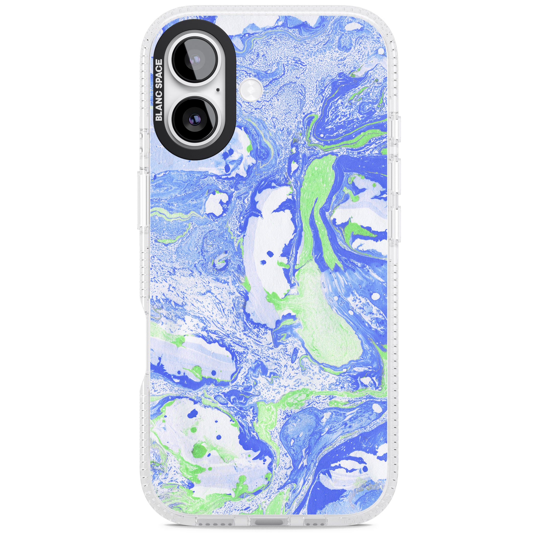 Dark Blue & Green Marbled Paper Pattern iPhone 17 Impact Air Clear Phone Case