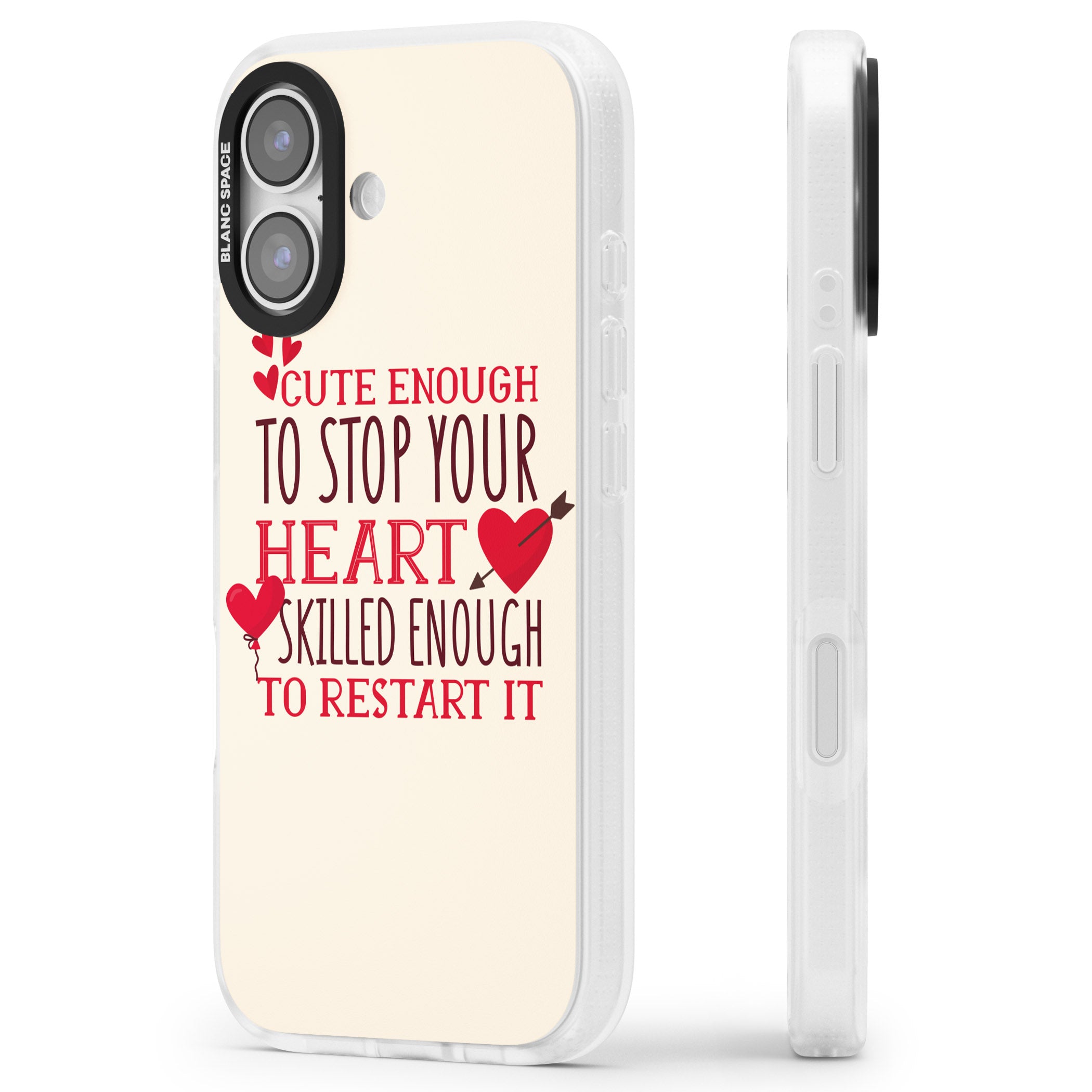 Cute Enough To Stop Your Heart iPhone 17 Impact Air Clear Phone Case Side Profile