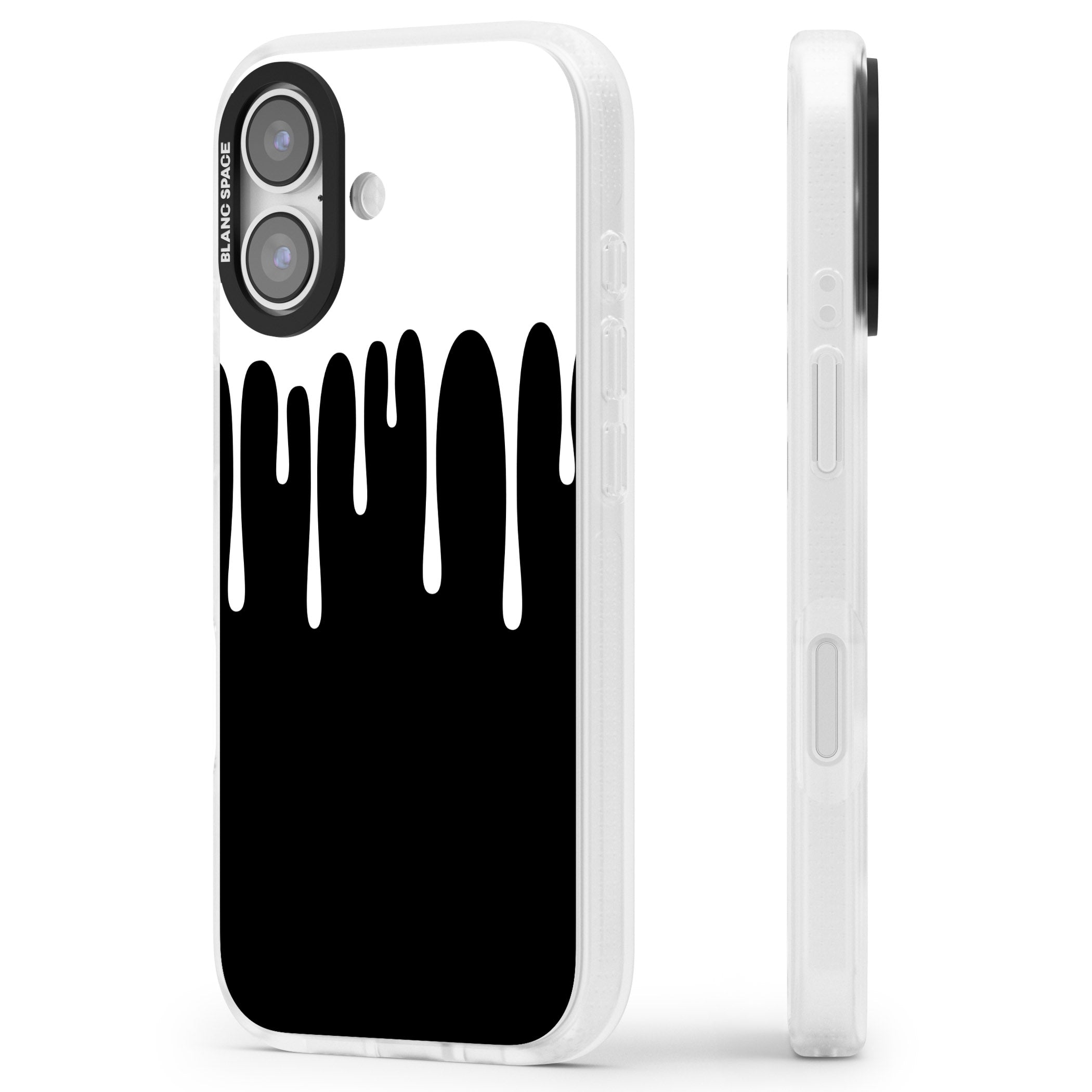 Melted Effect: White & Black iPhone 17 Impact Air Clear Phone Case Side Profile