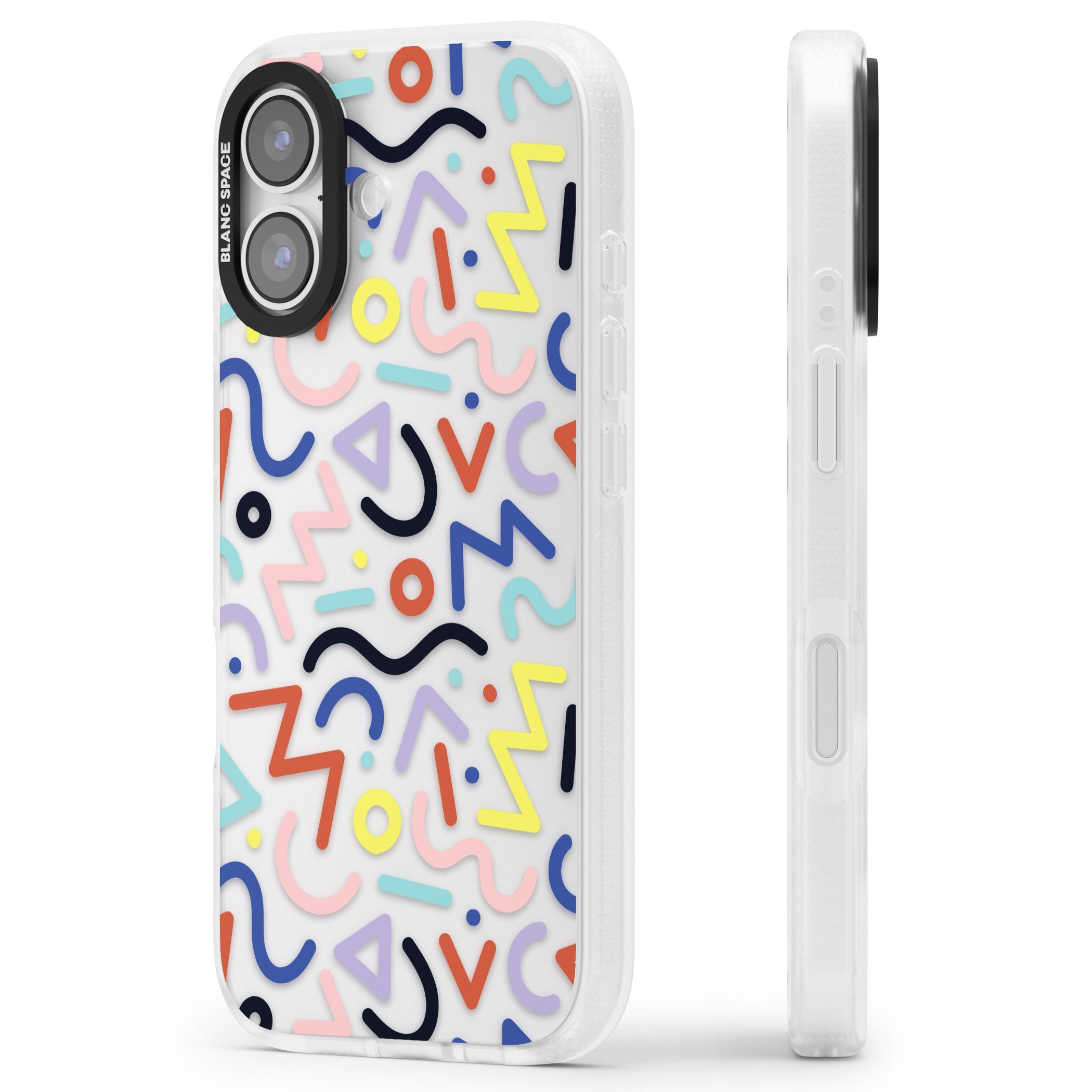 Memphis Retro Pattern iPhone 17 Impact Air Clear Phone Case Side Profile