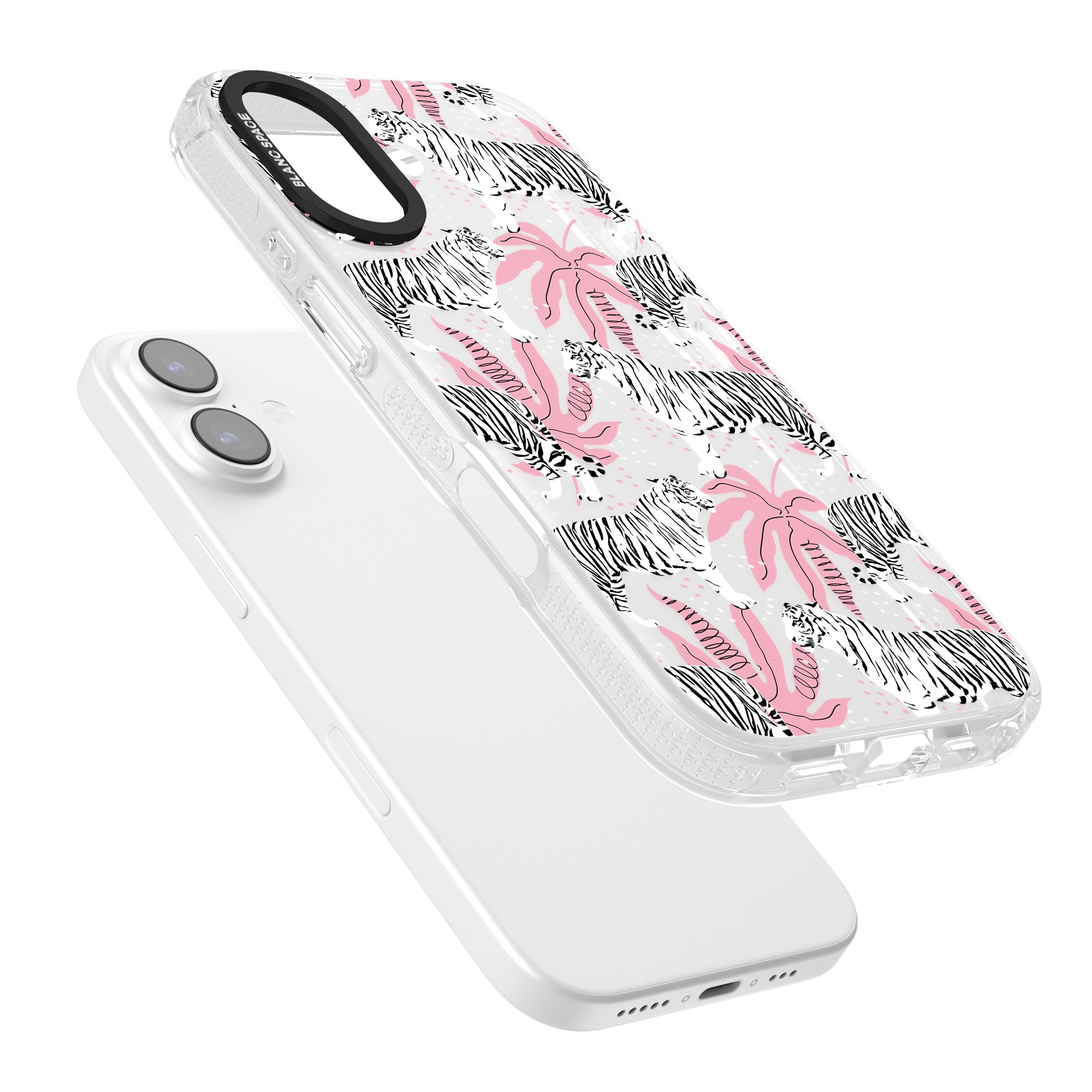 Pink & White Tropical Tigers iPhone 17 Impact Air Clear Phone Case Colours