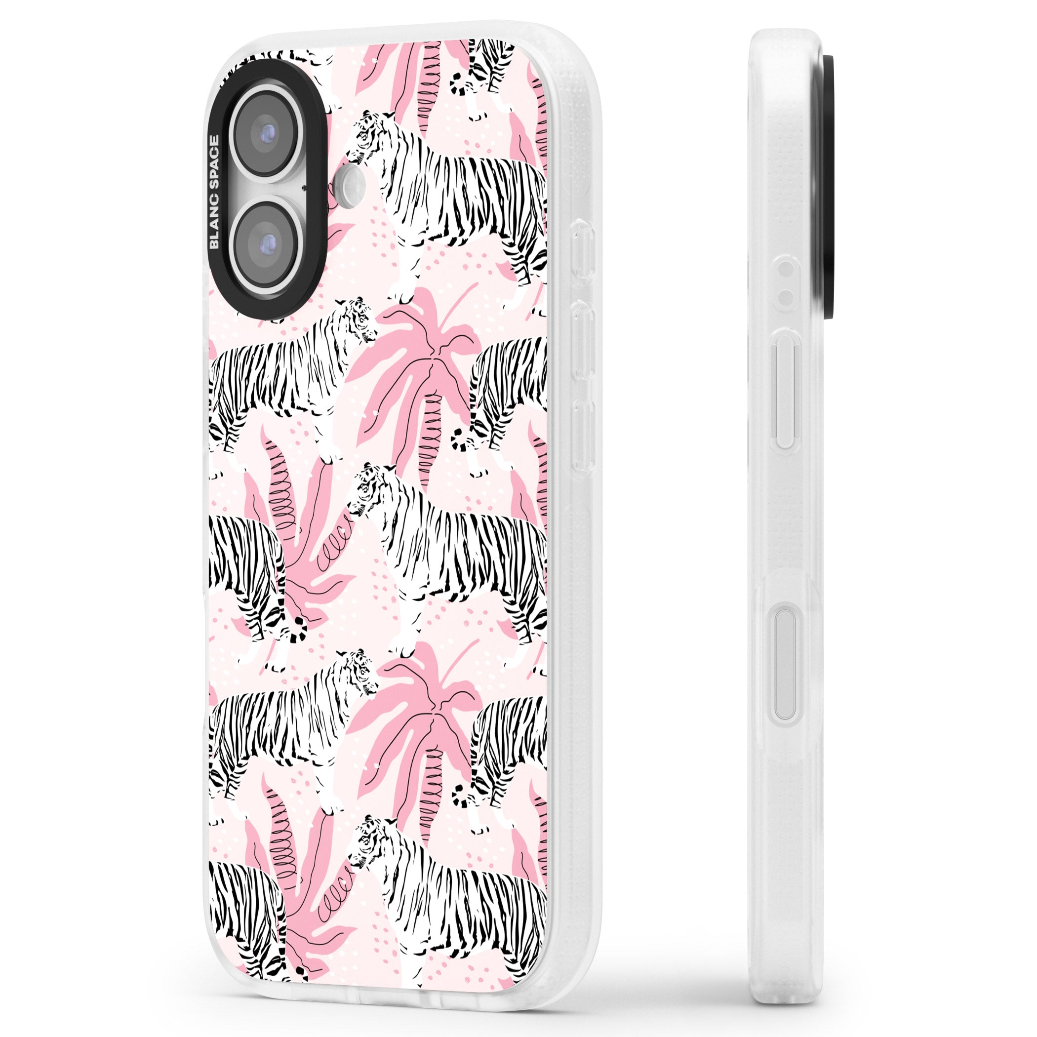 Pink Tiger Palm iPhone 17 Impact Air Clear Phone Case Side Profile