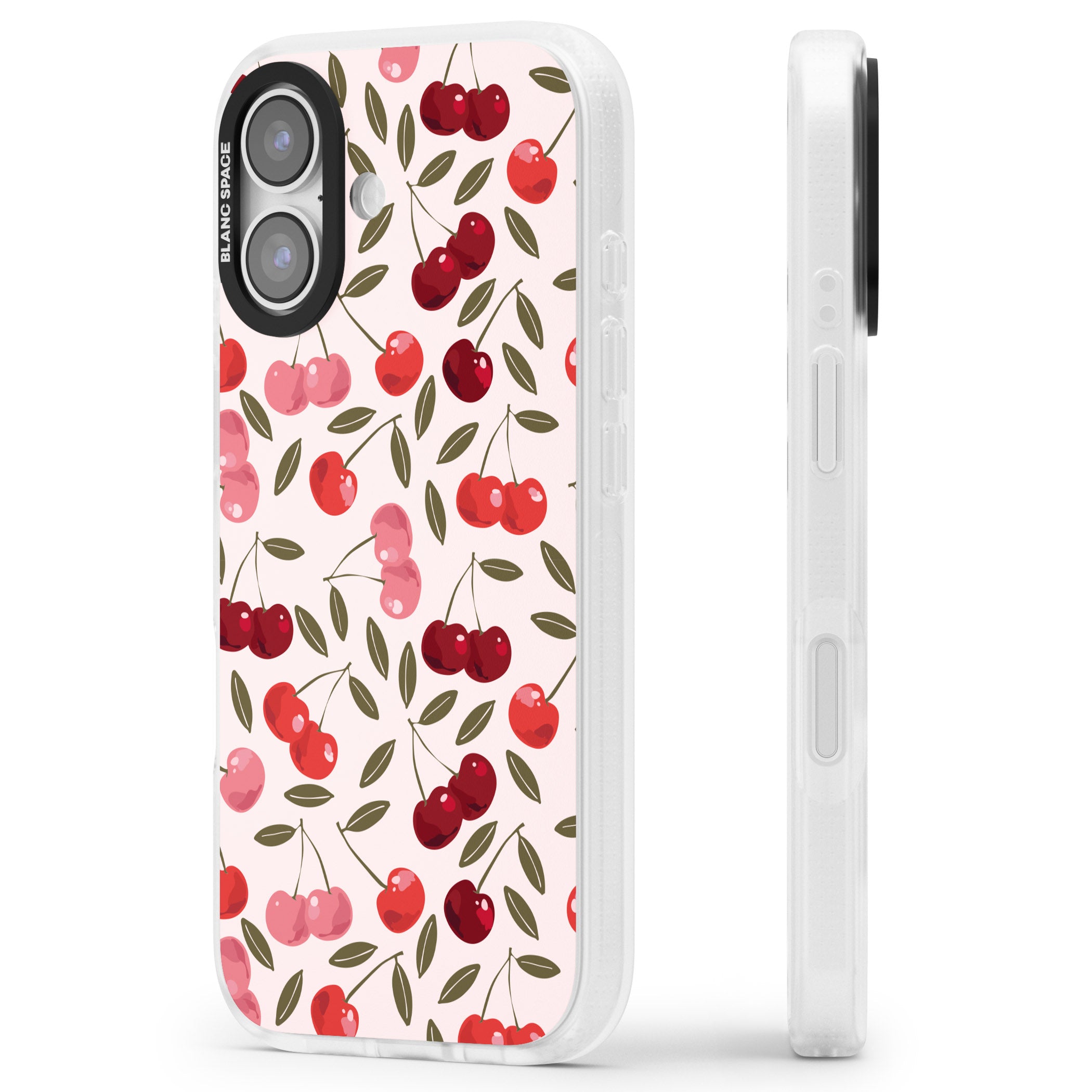 Fruity & Fun Patterns Cherries iPhone 17 Impact Air Clear Phone Case Side Profile