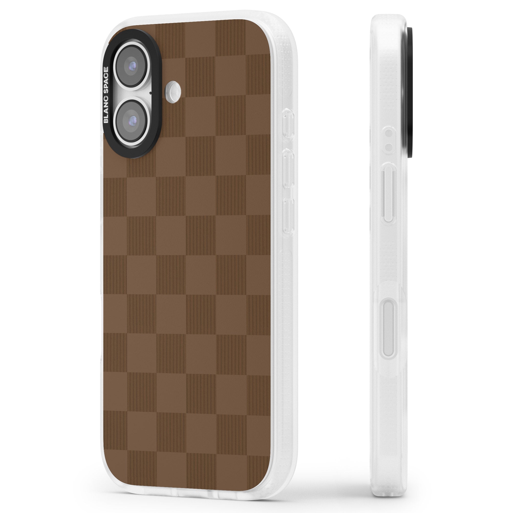 Chocolate Checkered iPhone 17 Impact Air Clear Phone Case Side Profile