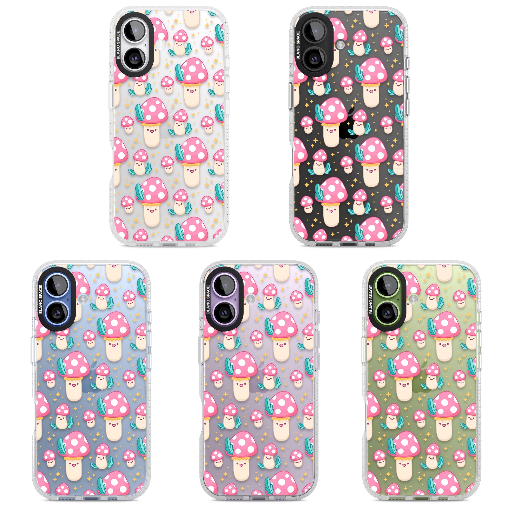 Cute Mushroom Pattern iPhone 17 Impact Air Clear Phone Case APT Impact Protection