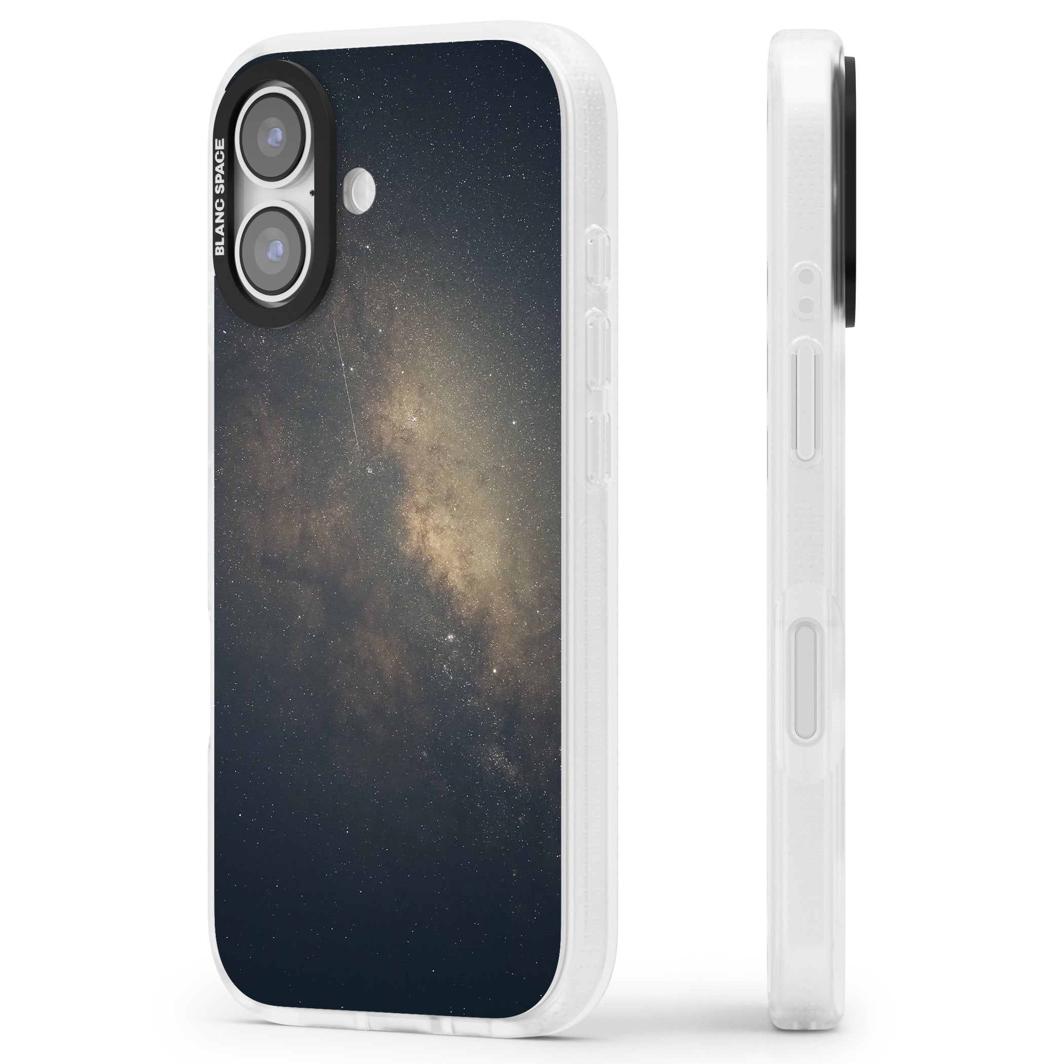 Cosmic Night Sky iPhone 17 Impact Air Clear Phone Case Side Profile