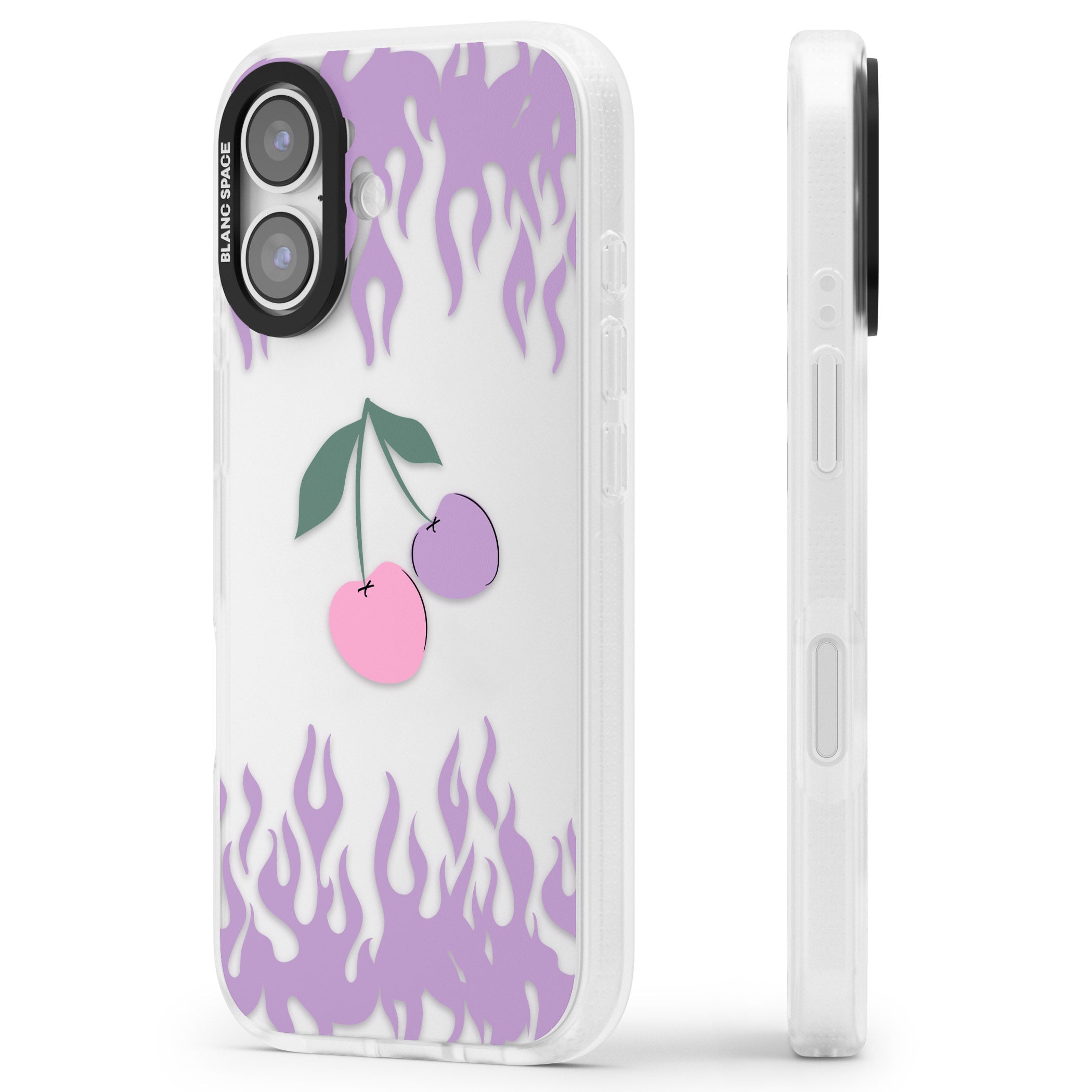 Cherries N' Flames iPhone 17 Impact Air Clear Phone Case Side Profile