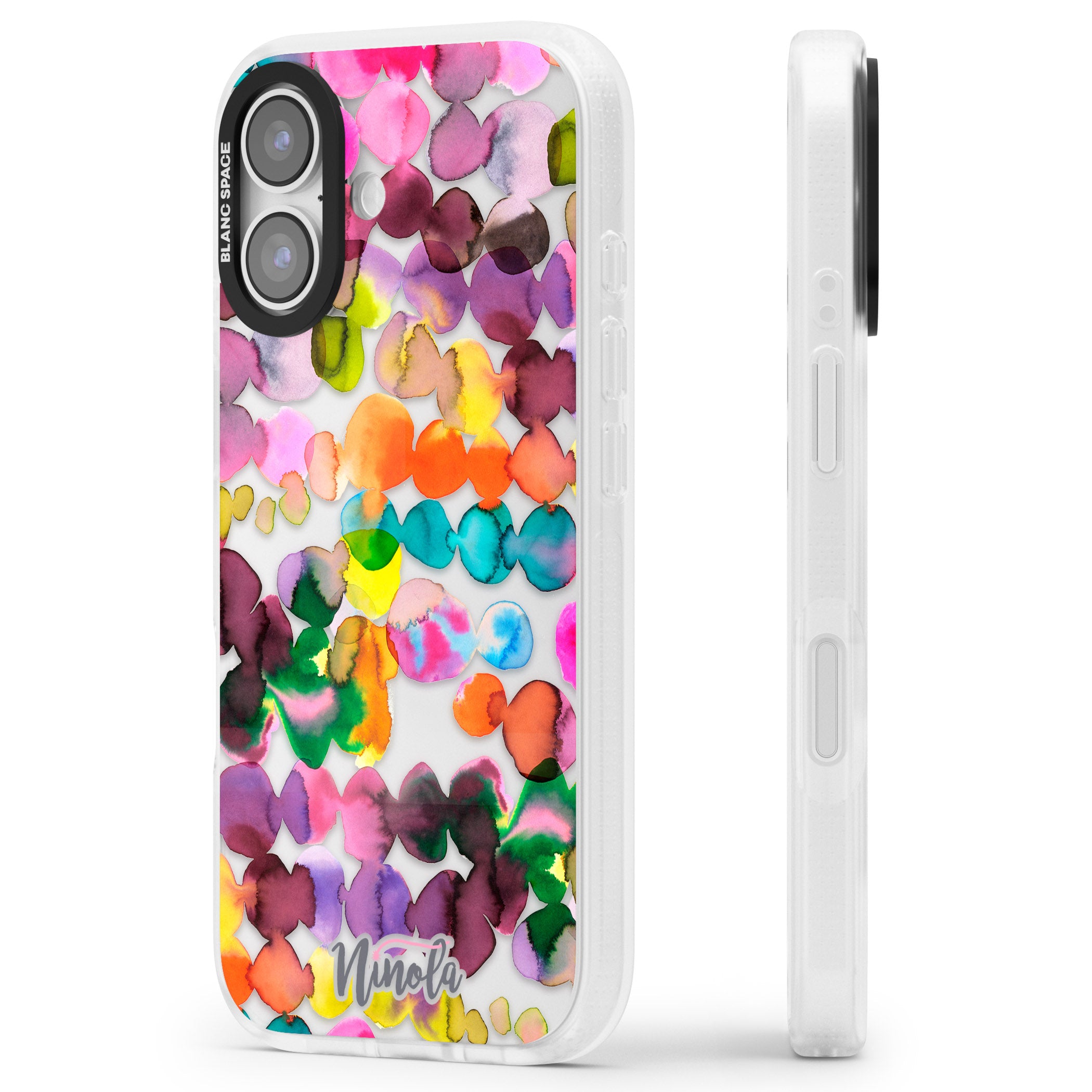 Ink Splash Hues iPhone 17 Impact Air Clear Phone Case Side Profile